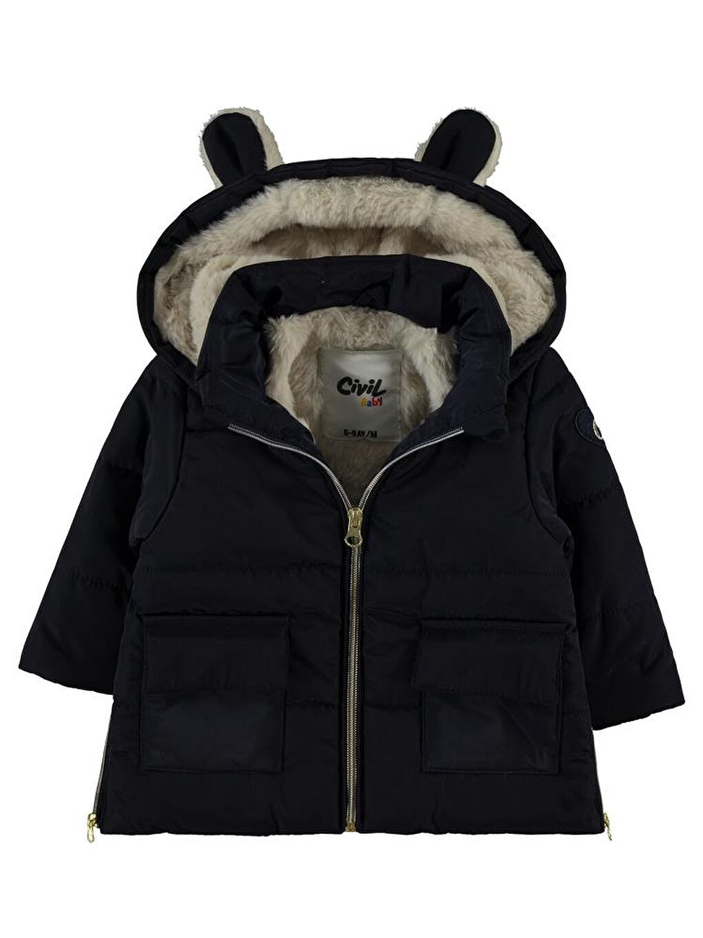 Lacivert Baby Pelüş Kulaklı 6-18 Ay Mont-1