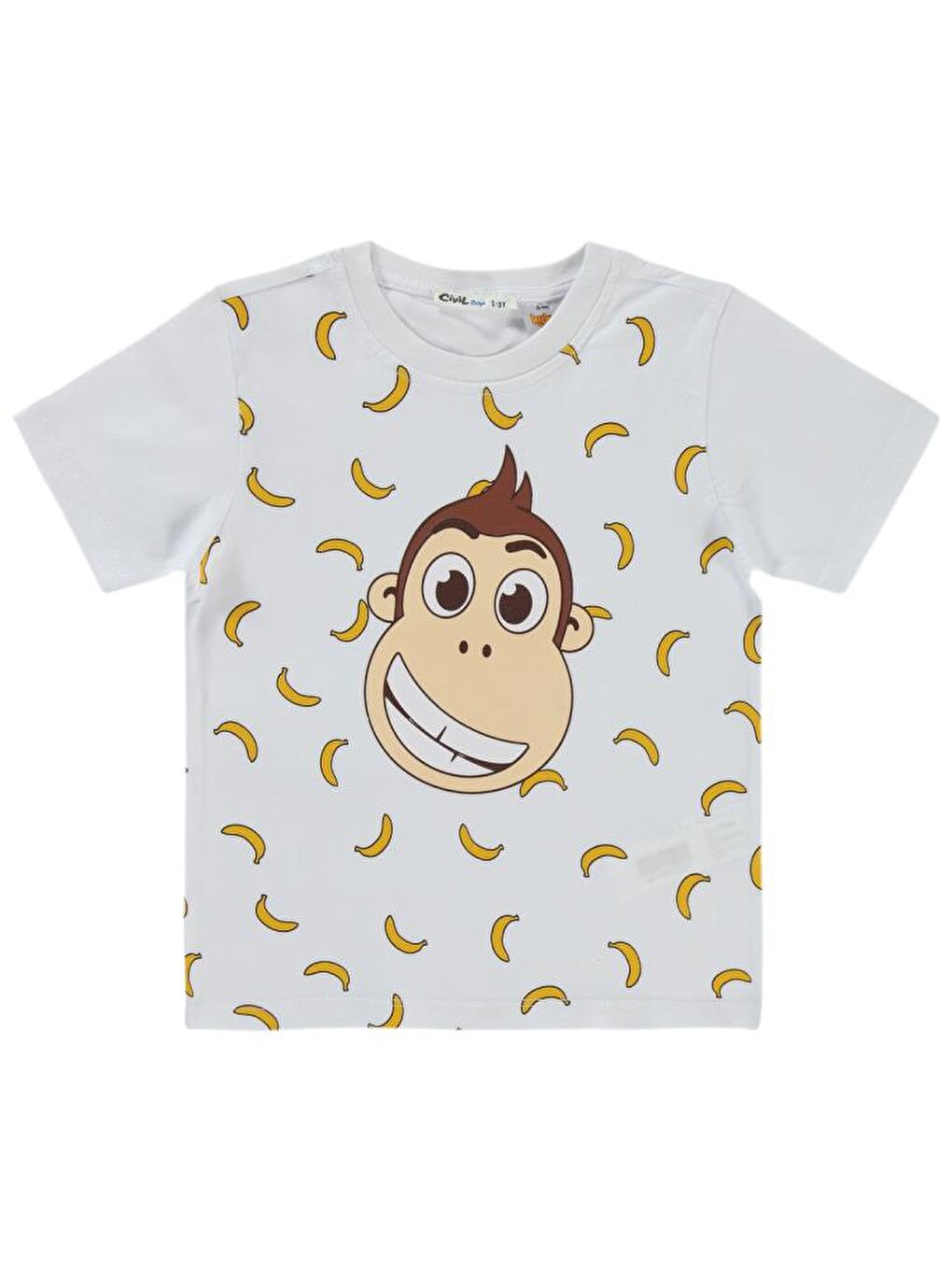 Beyaz Boys Kukuli Baskılı 2-5 Yaş Tişört