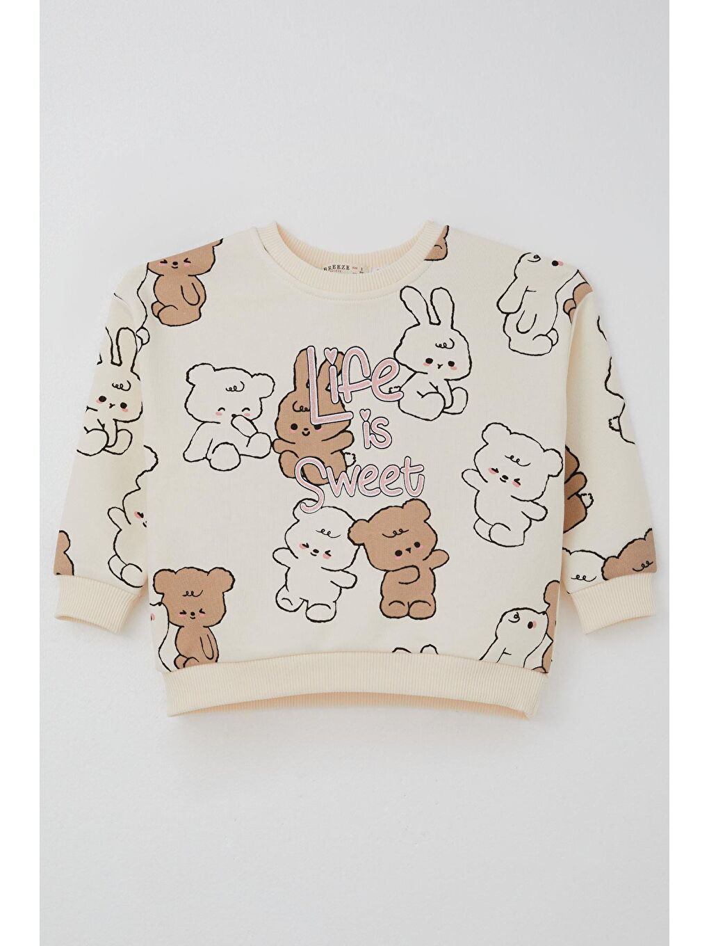 Ekru Kız Çocuk Eşofman Takımı Sevimli Dostlar Krem (2-6 Yaş)-2