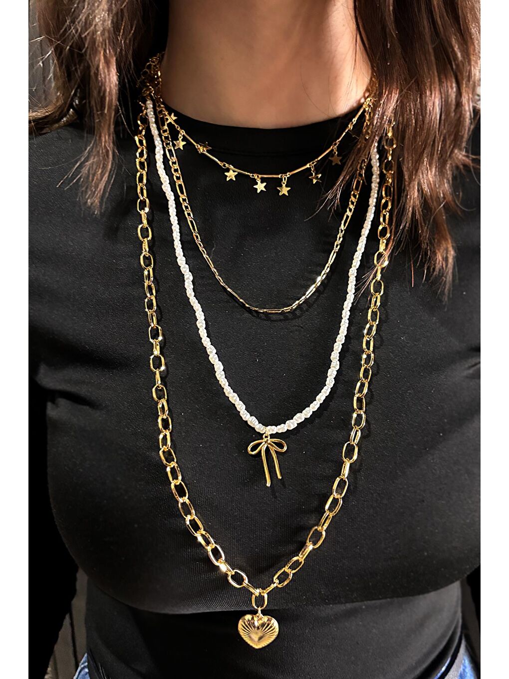 Sarı Aşkın Yıldızları Çoklu Kolye Seti-2