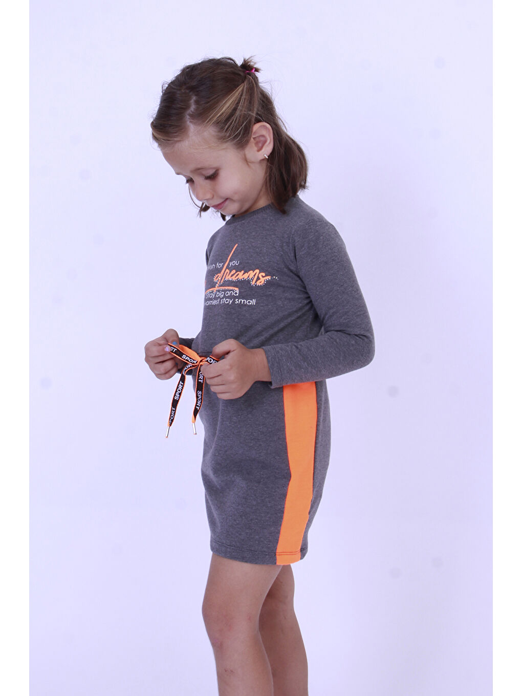 Antrasit Kız Çocuk My Dreams Baskılı Elbise-2