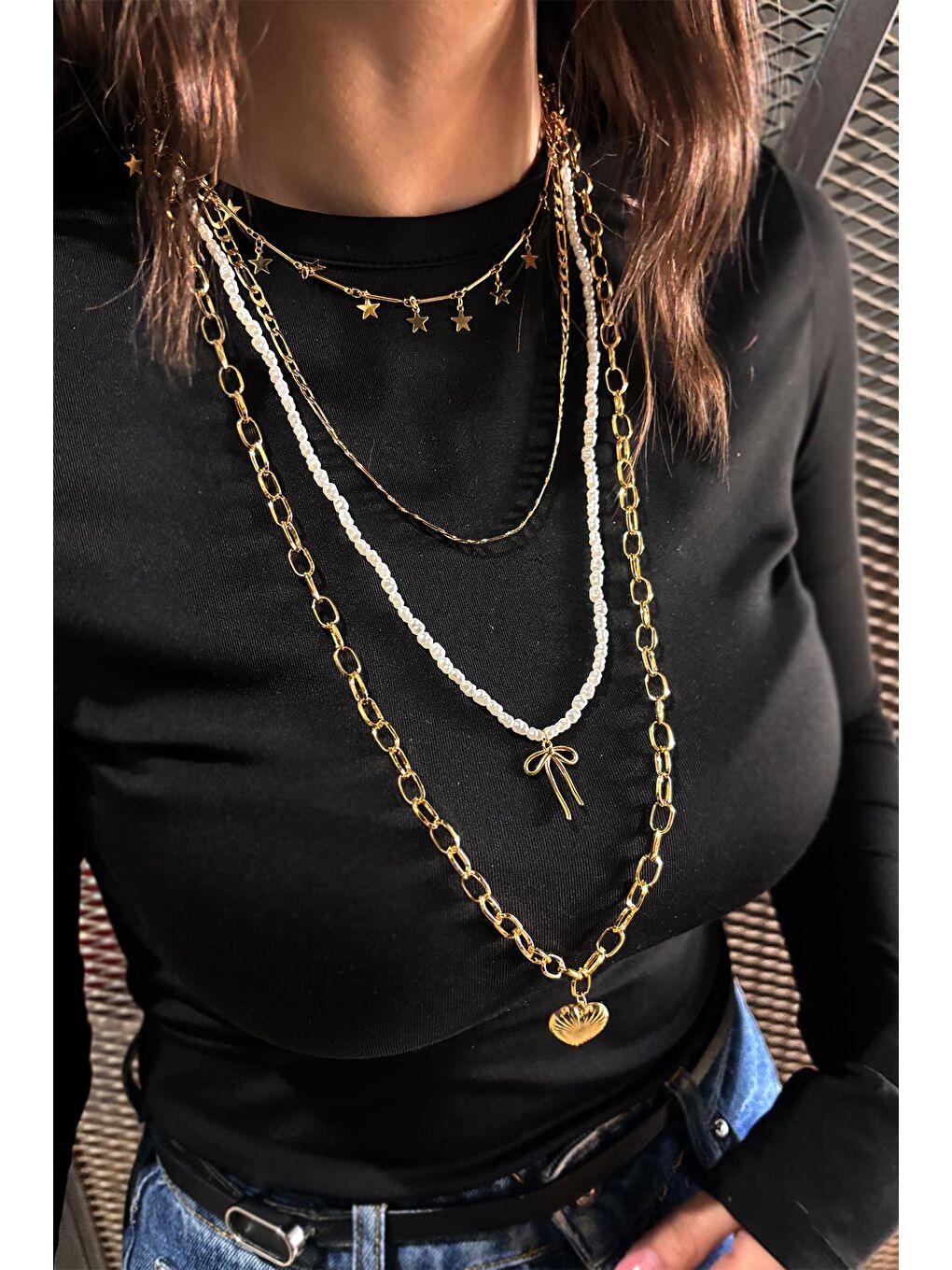 Sarı Aşkın Yıldızları Çoklu Kolye Seti