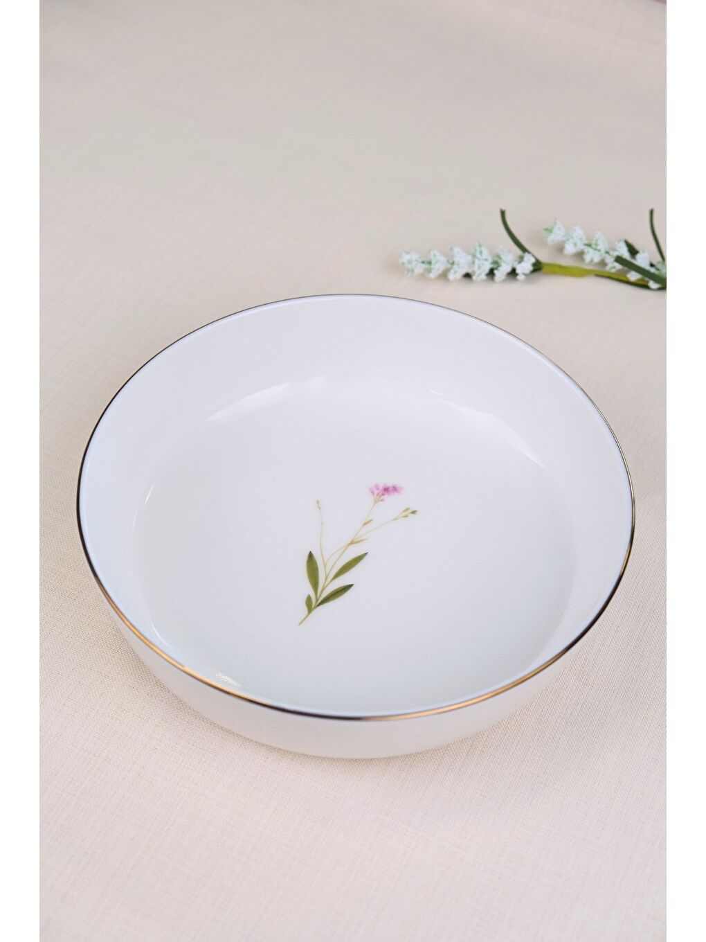 Beyaz Porselen Çuha Altın Yaldızlı Kase 20,50x5cm 1170cc 4 LÜ-1