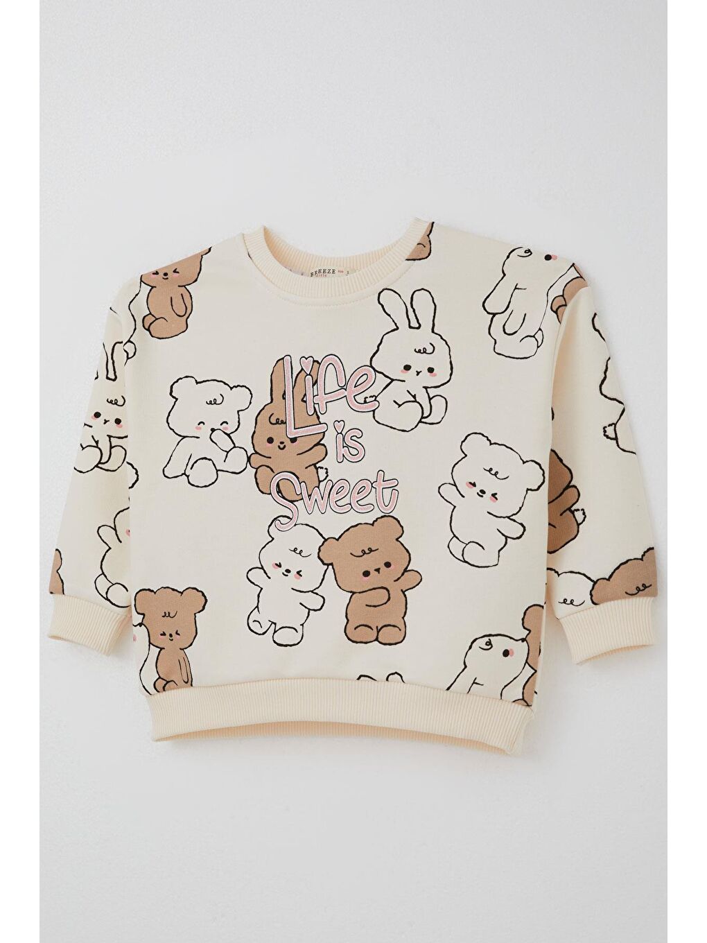 Ekru Kız Çocuk Eşofman Takımı Sevimli Dostlar Krem (2-6 Yaş)-6