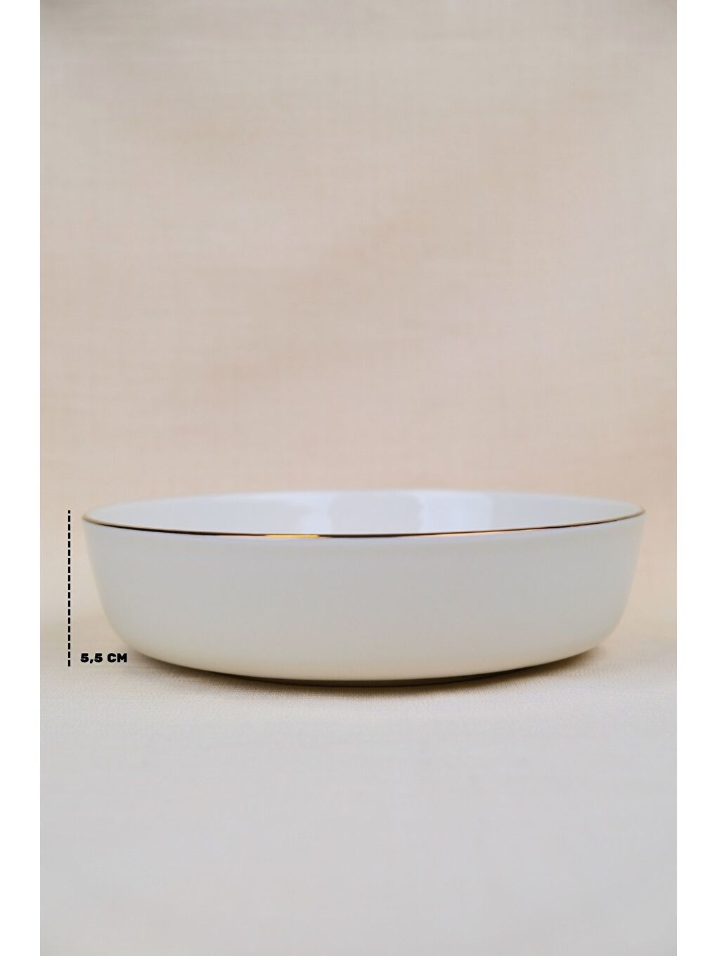 Beyaz Porselen Çuha Altın Yaldızlı Kase 20,50x5cm 1170cc 4 LÜ-2