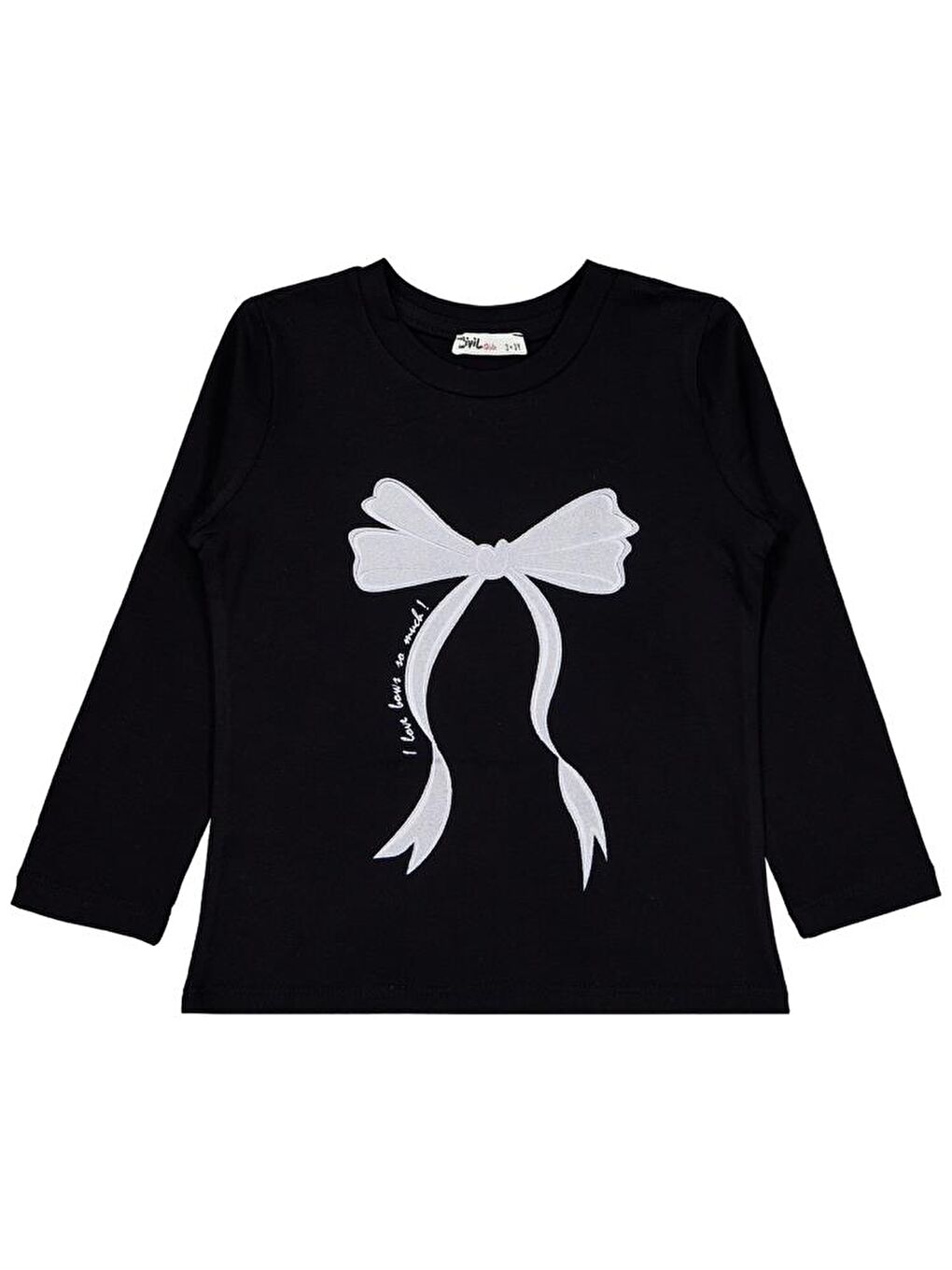 Siyah Girls Kurdela Baskılı 2-5 Yaş Sweatshirt-1