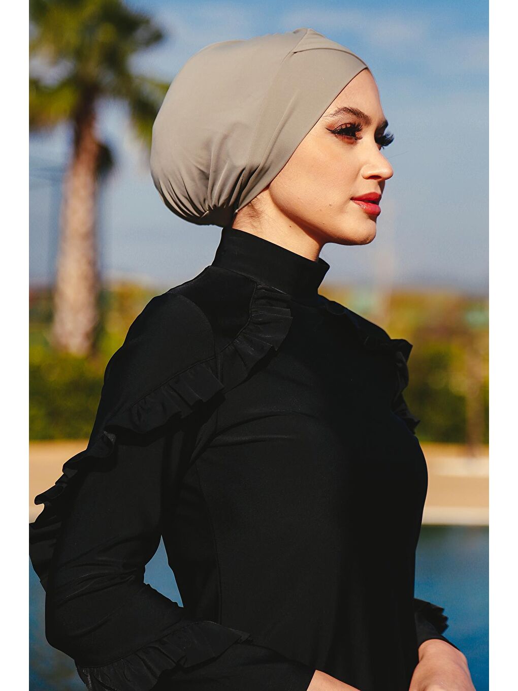 Gri Çapraz Deniz Havuz Mayo Bonesi ROB-04-3