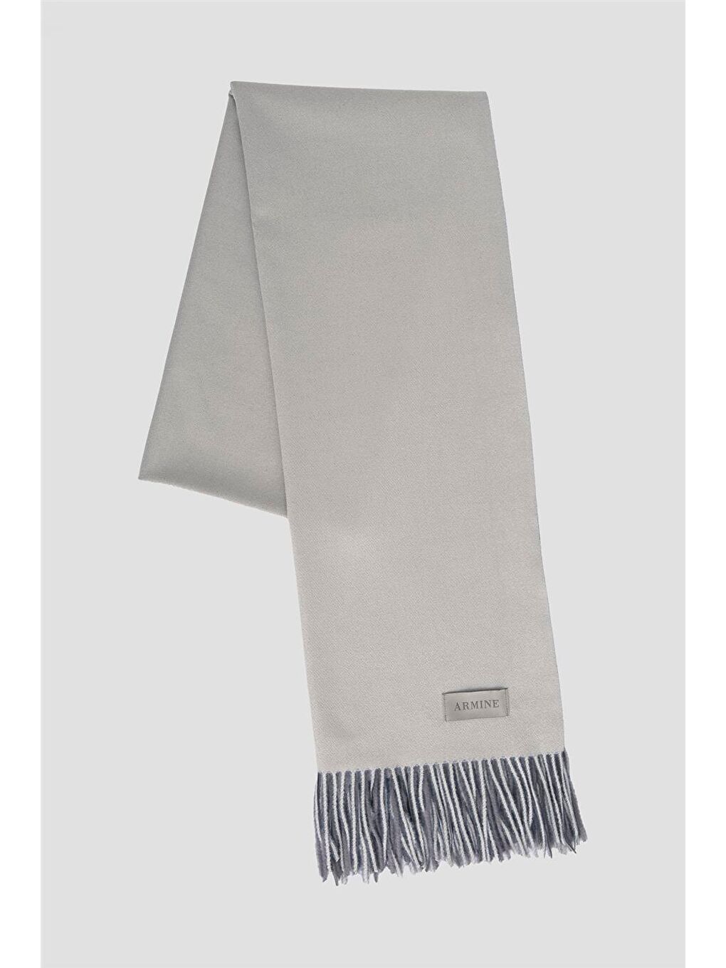 Püsküllü Akrilik Atkı Gri