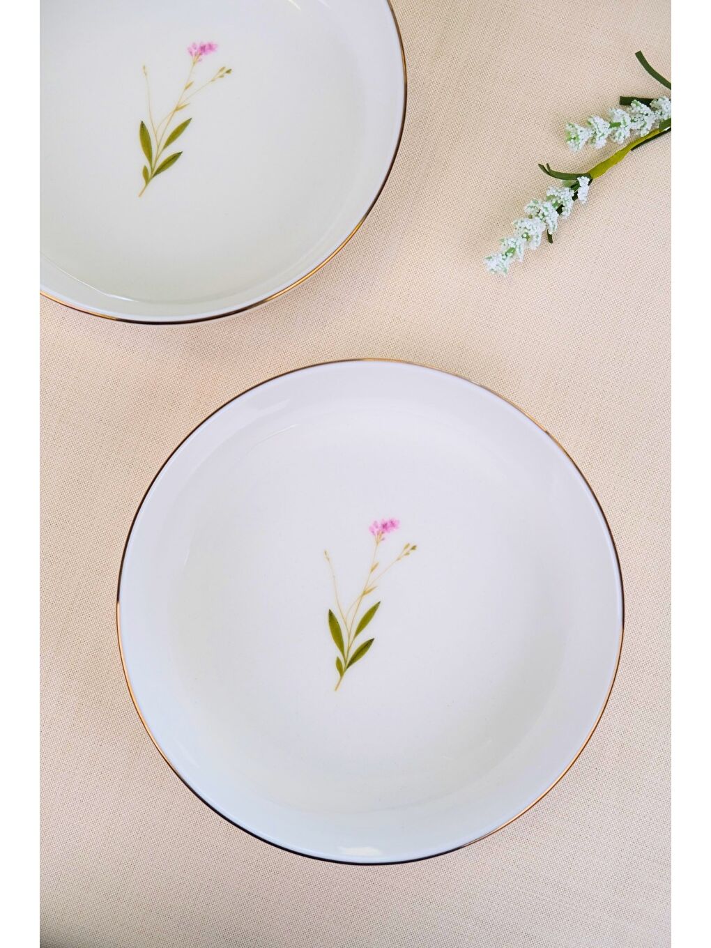 Beyaz Porselen Çuha Altın Yaldızlı Kase 20,50x5cm 1170cc 2 Lİ-2