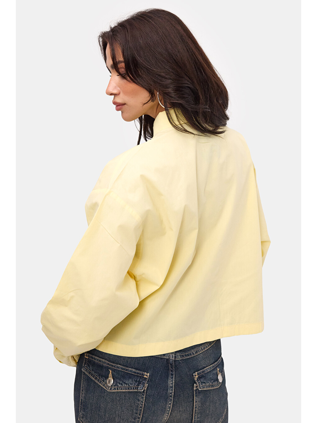 Kadın Sarı Oversize Özel Tasarım Gömlek-5