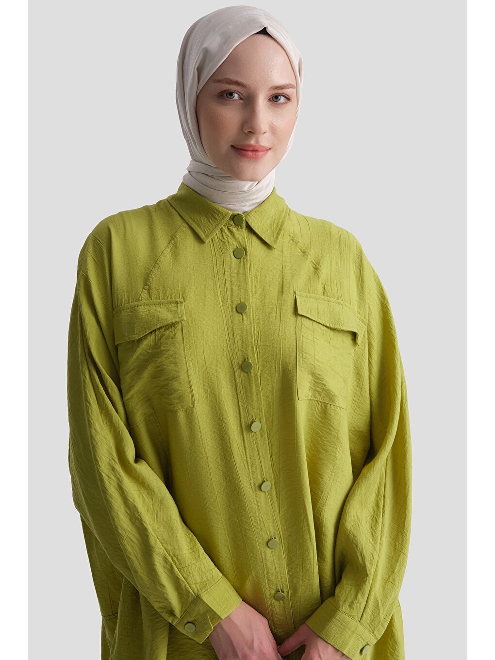 Rayon Karışımlı Tunik Yağ Yeşili-2