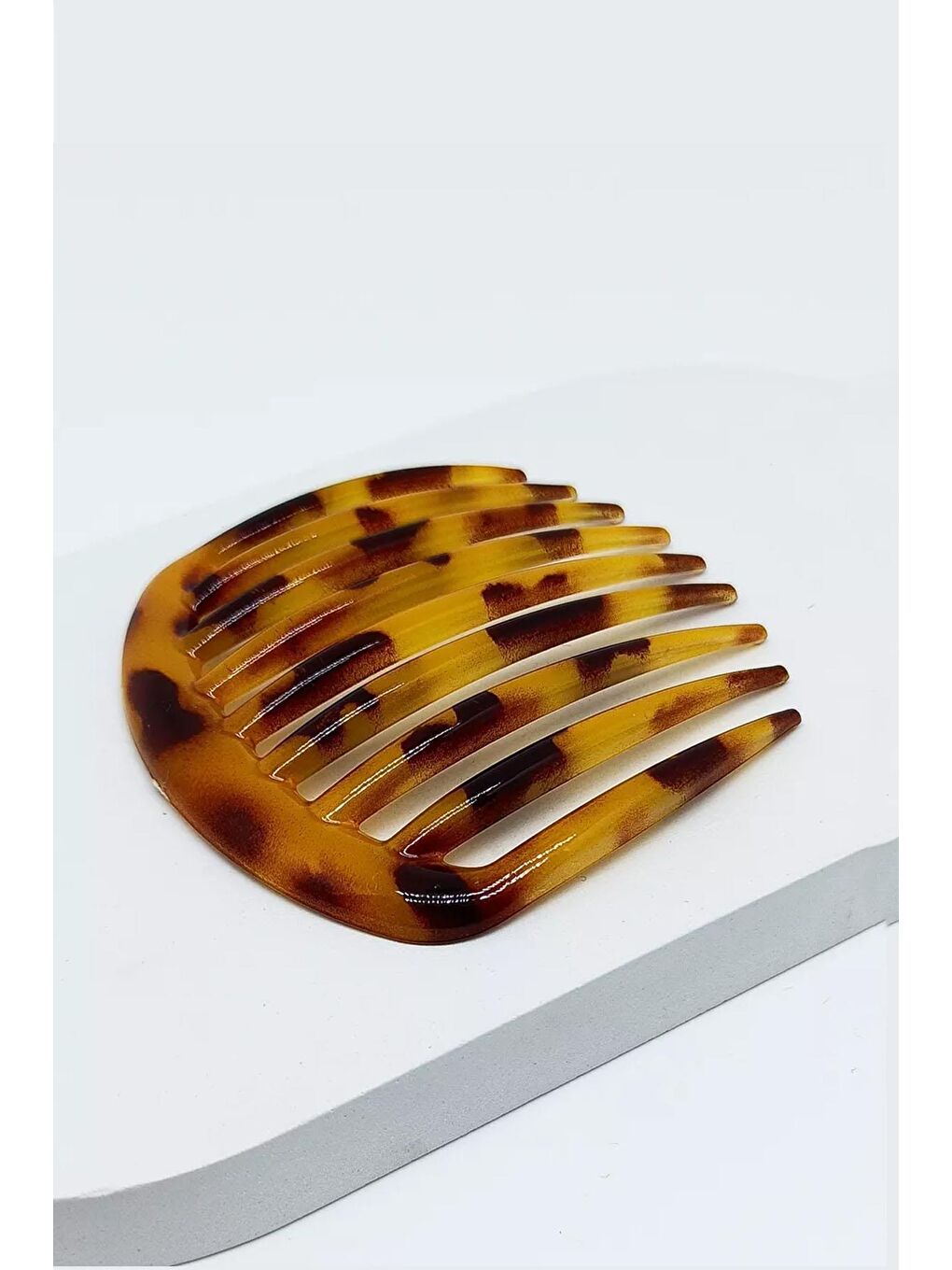 Kahverengi Kaplumbağa Sırtı Elips Tarak Topuz Tokası-1