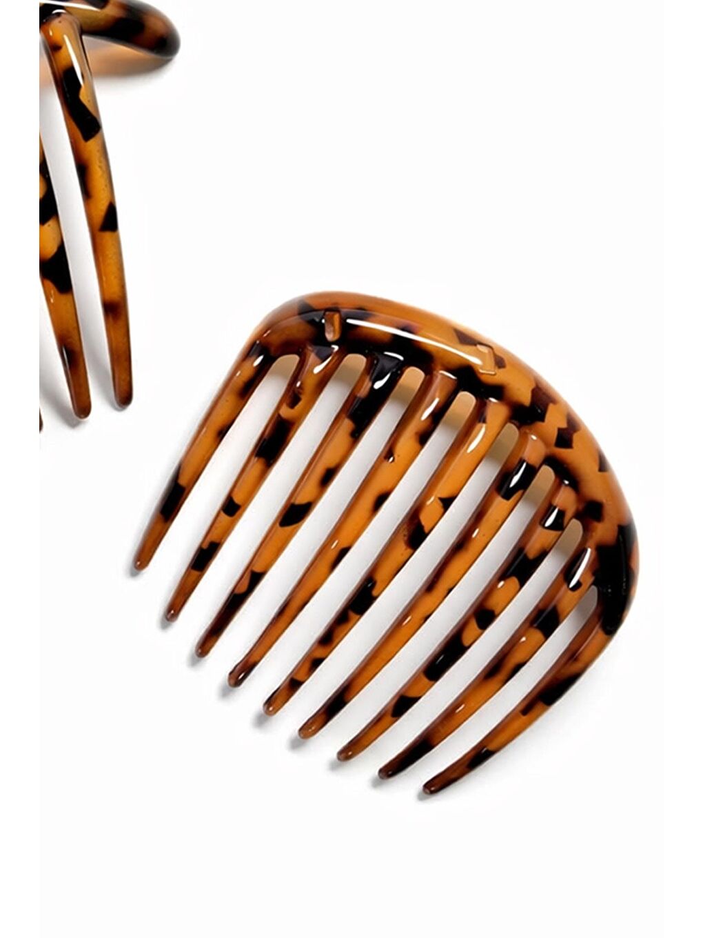 Kahverengi Kaplumbağa Sırtı Elips Tarak Topuz Tokası-2