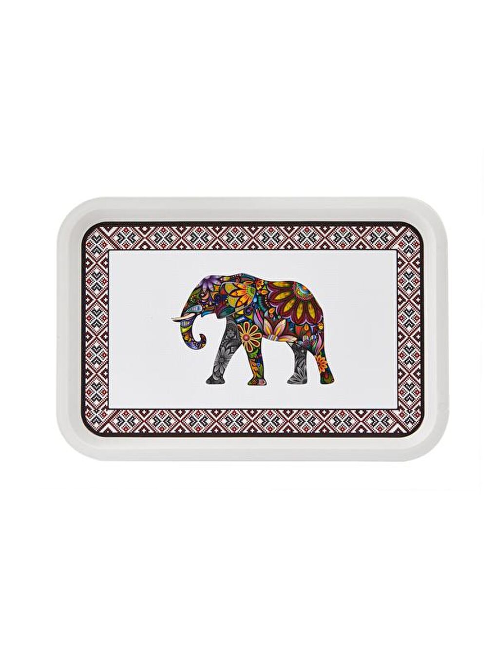 Karışık Fil Desenli Toya Kahve Tepsisi - 30,5x20,5 cm-2