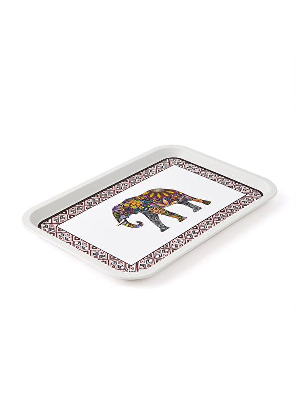 Karışık Fil Desenli Toya Kahve Tepsisi - 30,5x20,5 cm-3