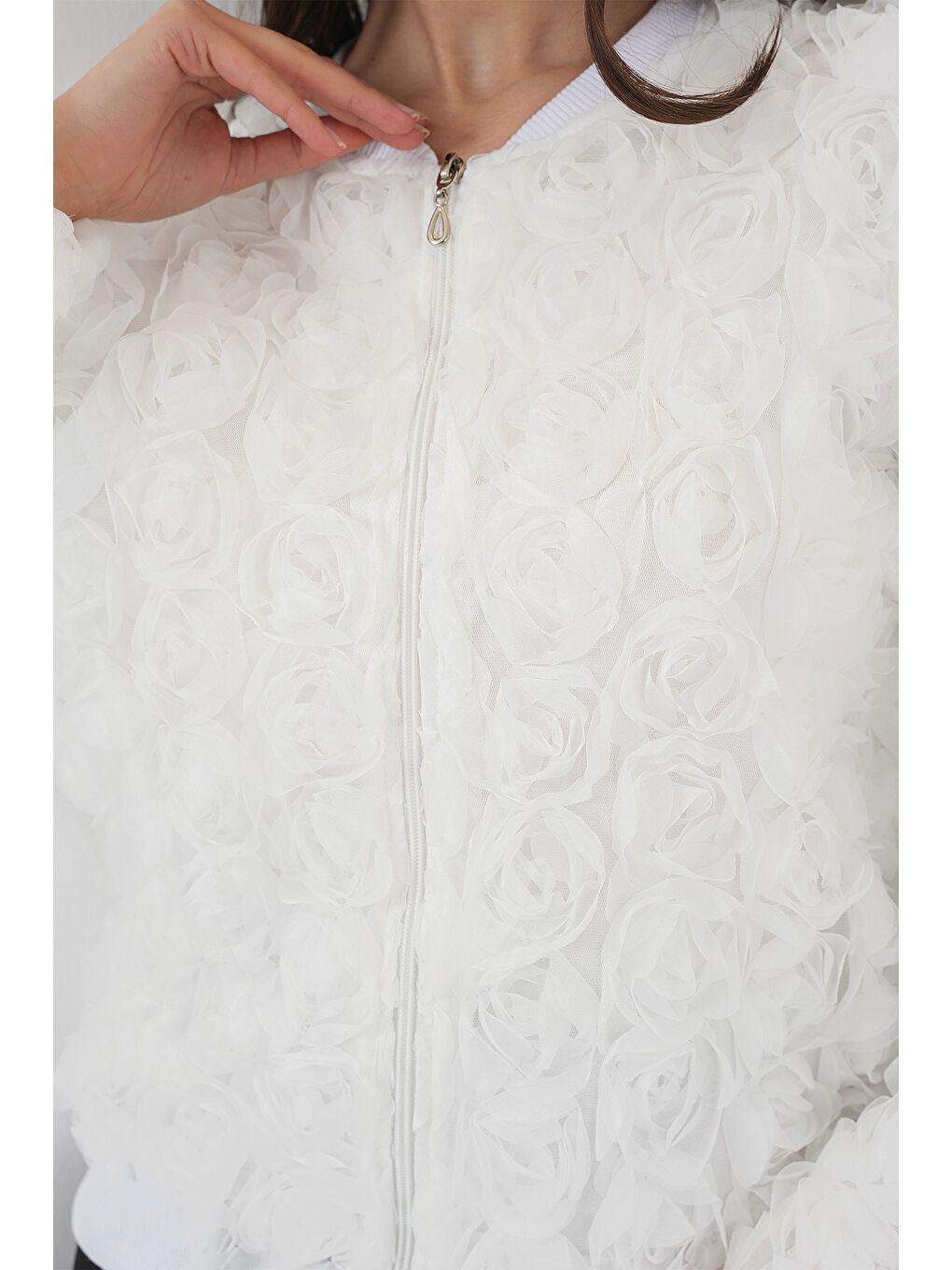 0719 Güllü Ceket - Beyaz-4