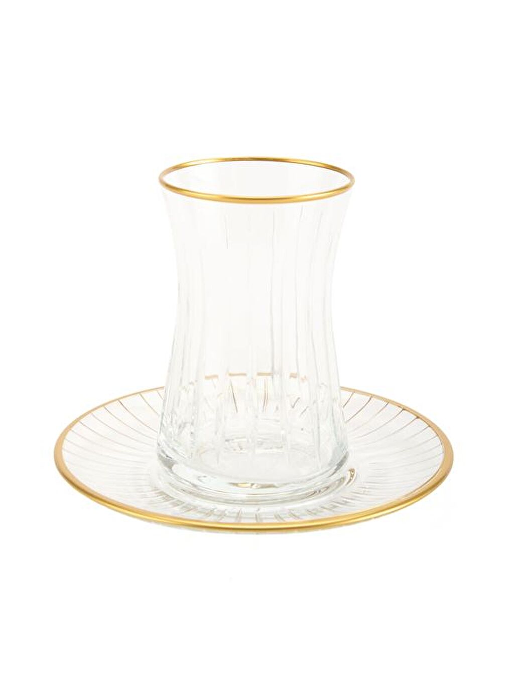 Renksiz Kesme Gold Rimli 12 Parça Çay Bardağı Seti - Şeffaf - 170 ml-2