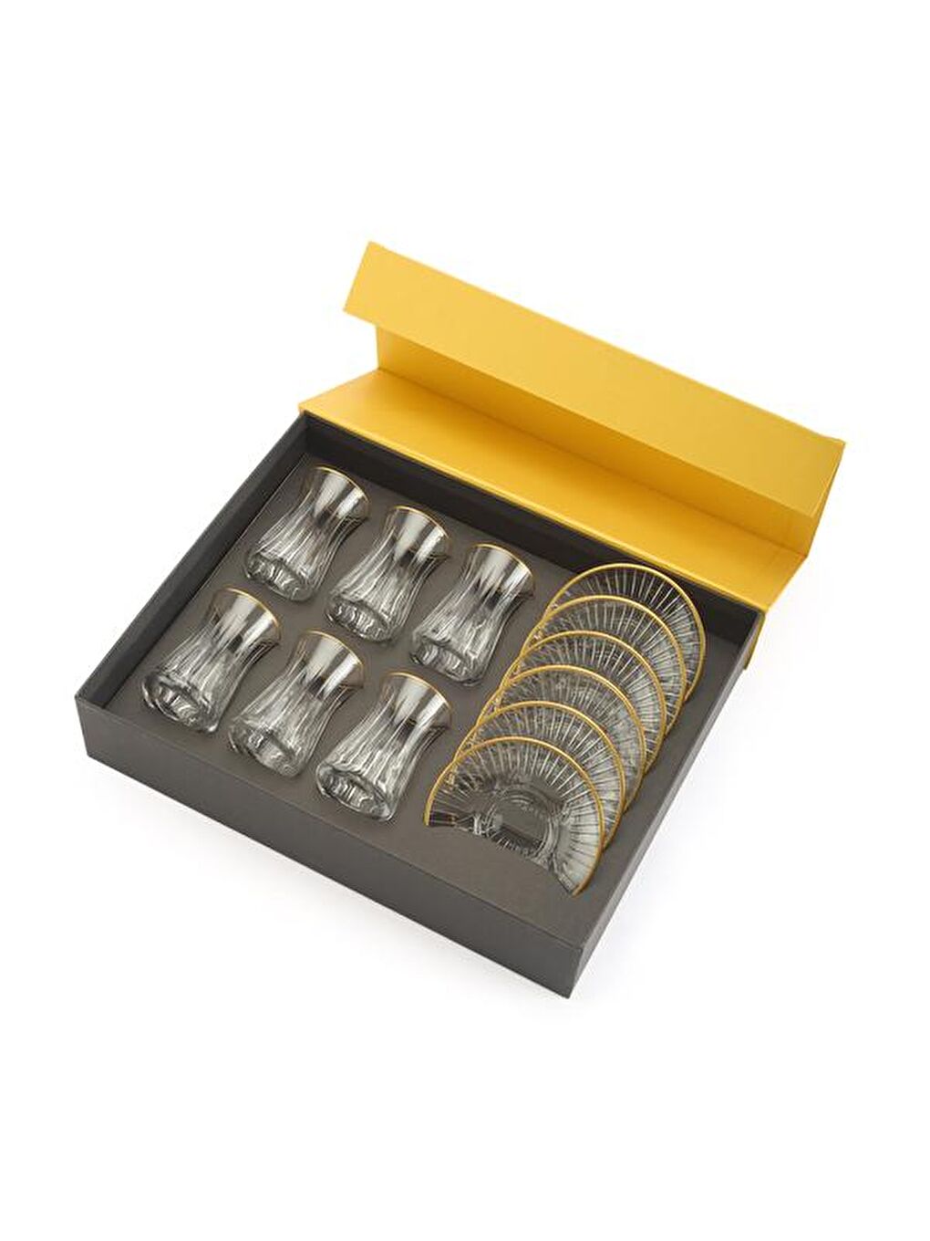 Renksiz Kesme Gold Rimli 12 Parça Çay Bardağı Seti - Şeffaf - 170 ml-3