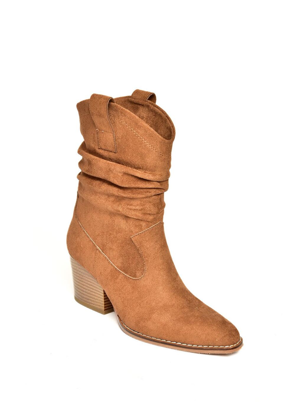 Kahverengi T296713002 Taba Süet Kalın Topuklu Kadın Bot-2