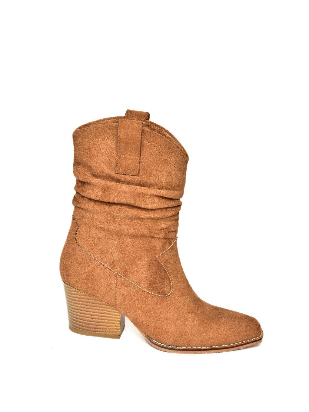 Kahverengi T296713002 Taba Süet Kalın Topuklu Kadın Bot-4