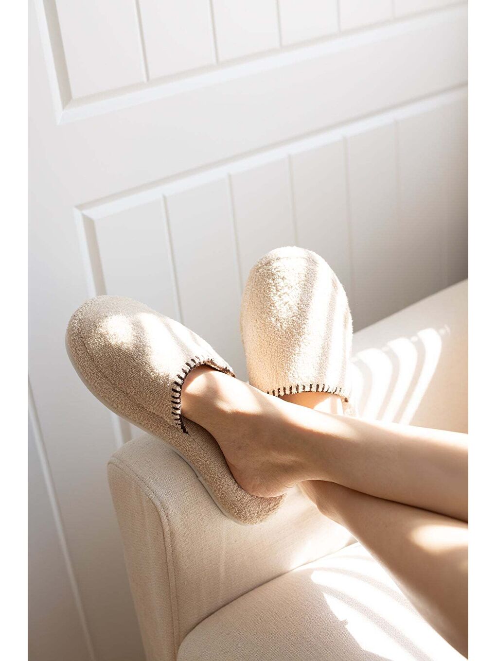 Shadow %100 Pamuk Unisex Havlu Terlik Bej