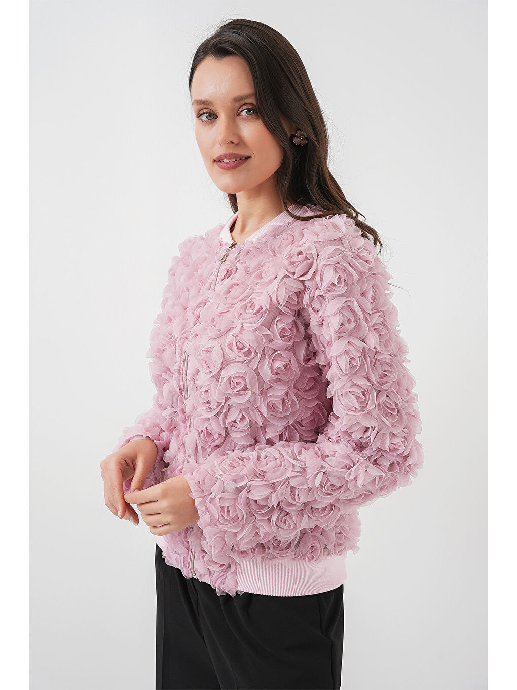 0719 Güllü Ceket - Pembe-2