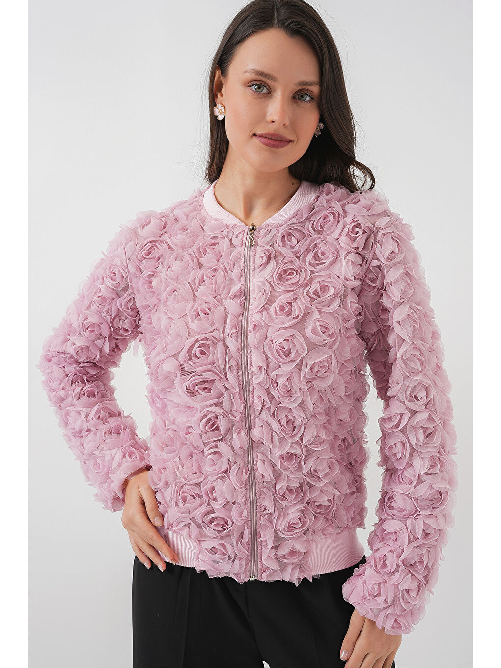 0719 Güllü Ceket - Pembe-3
