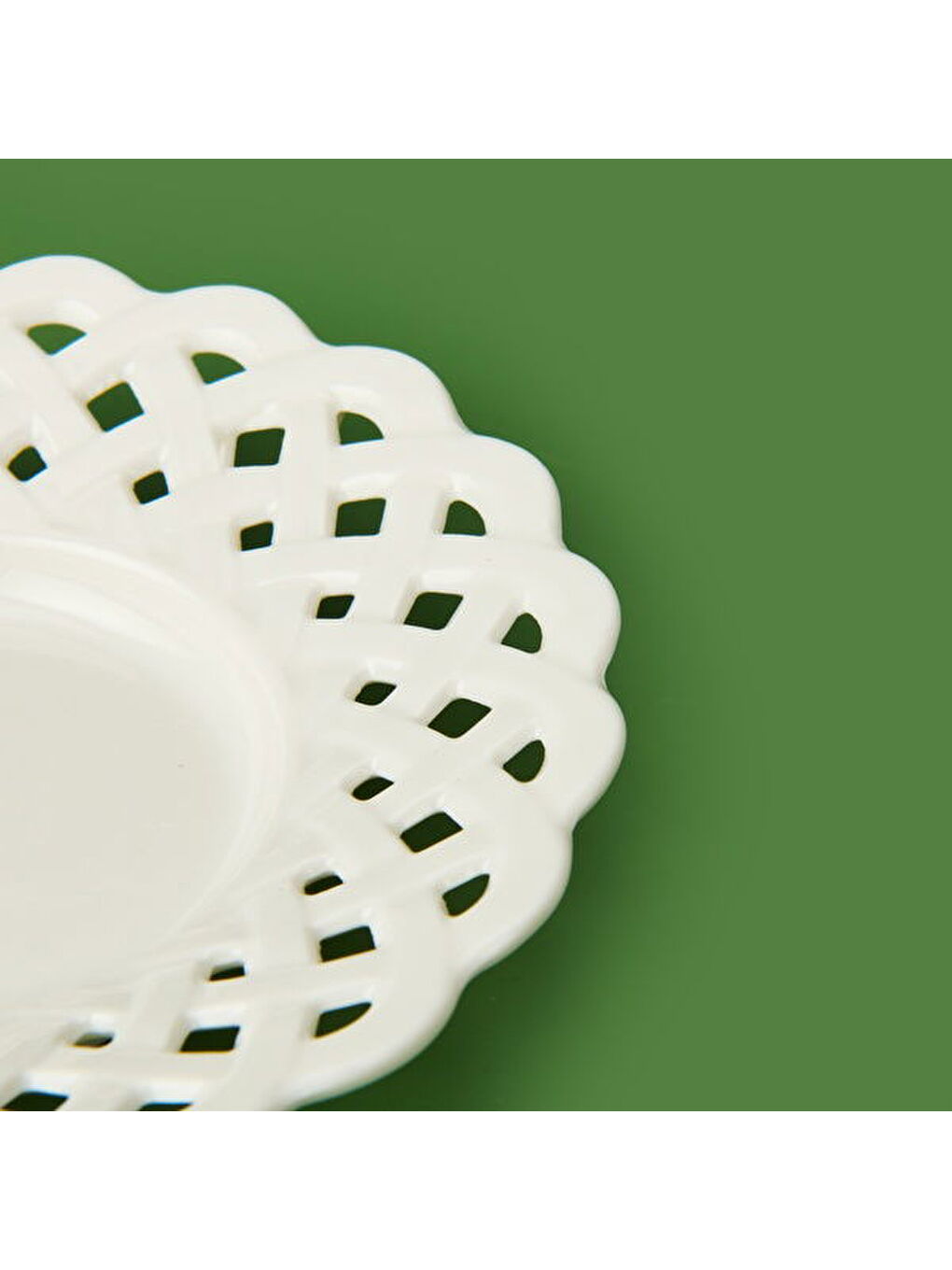 Dantel Motifli Porselen Çay Tabağı - Beyaz-3