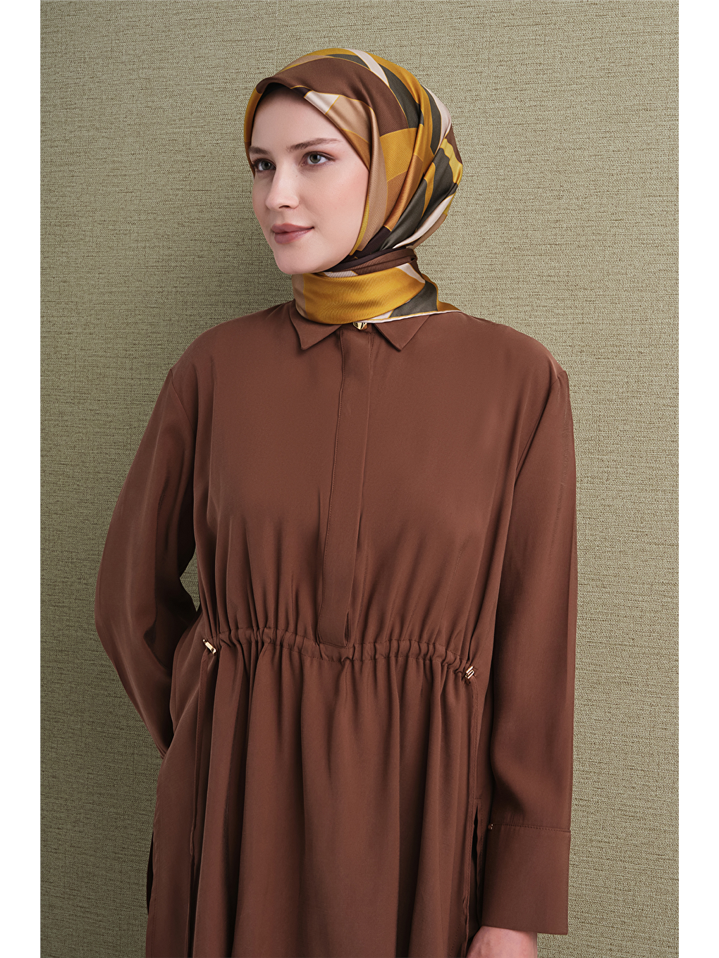 Sarı Saf İpek Twill Eşarp 9633d 35