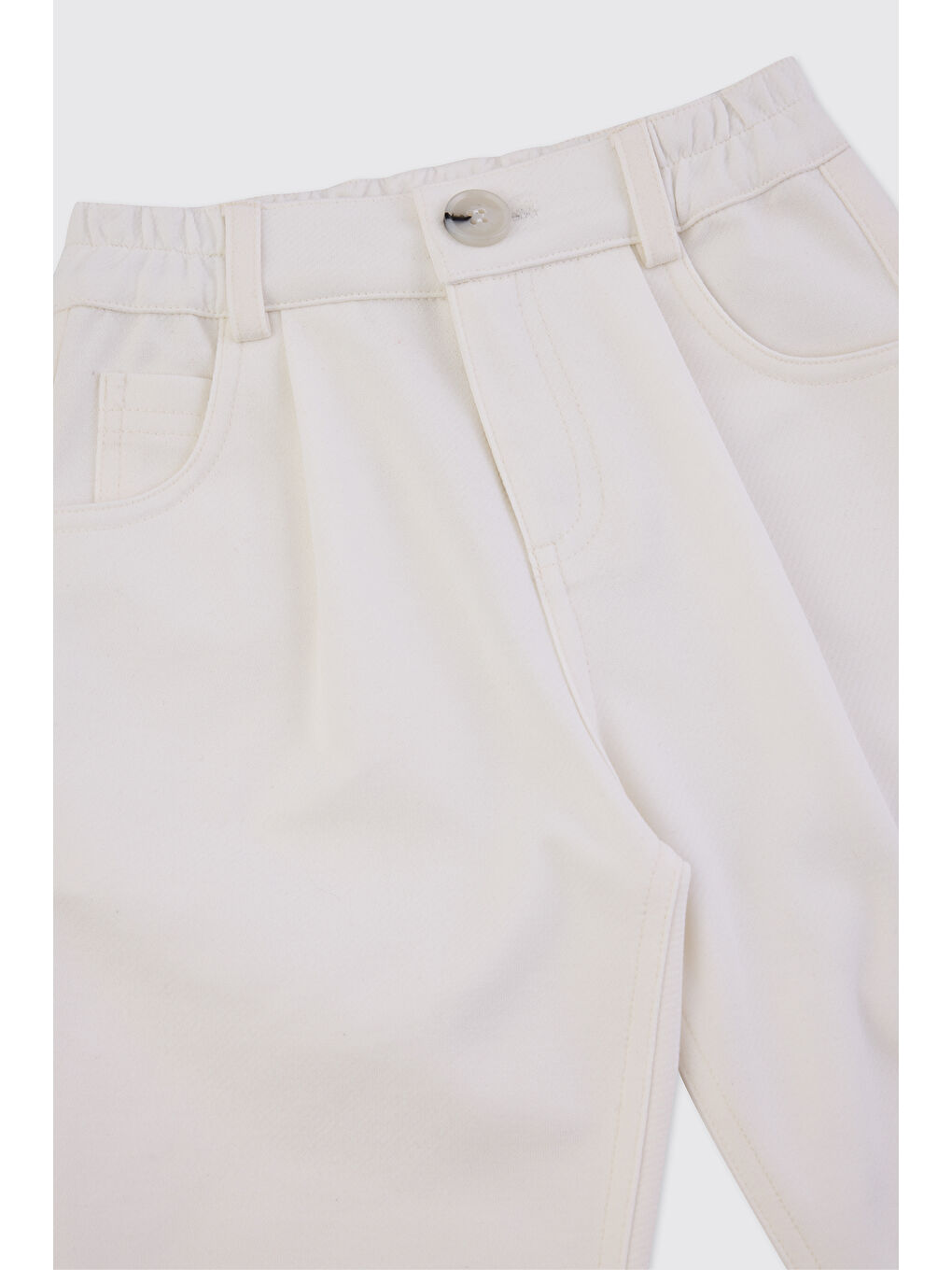 Erkek Bebek Örme Beyaz Pantolon-2