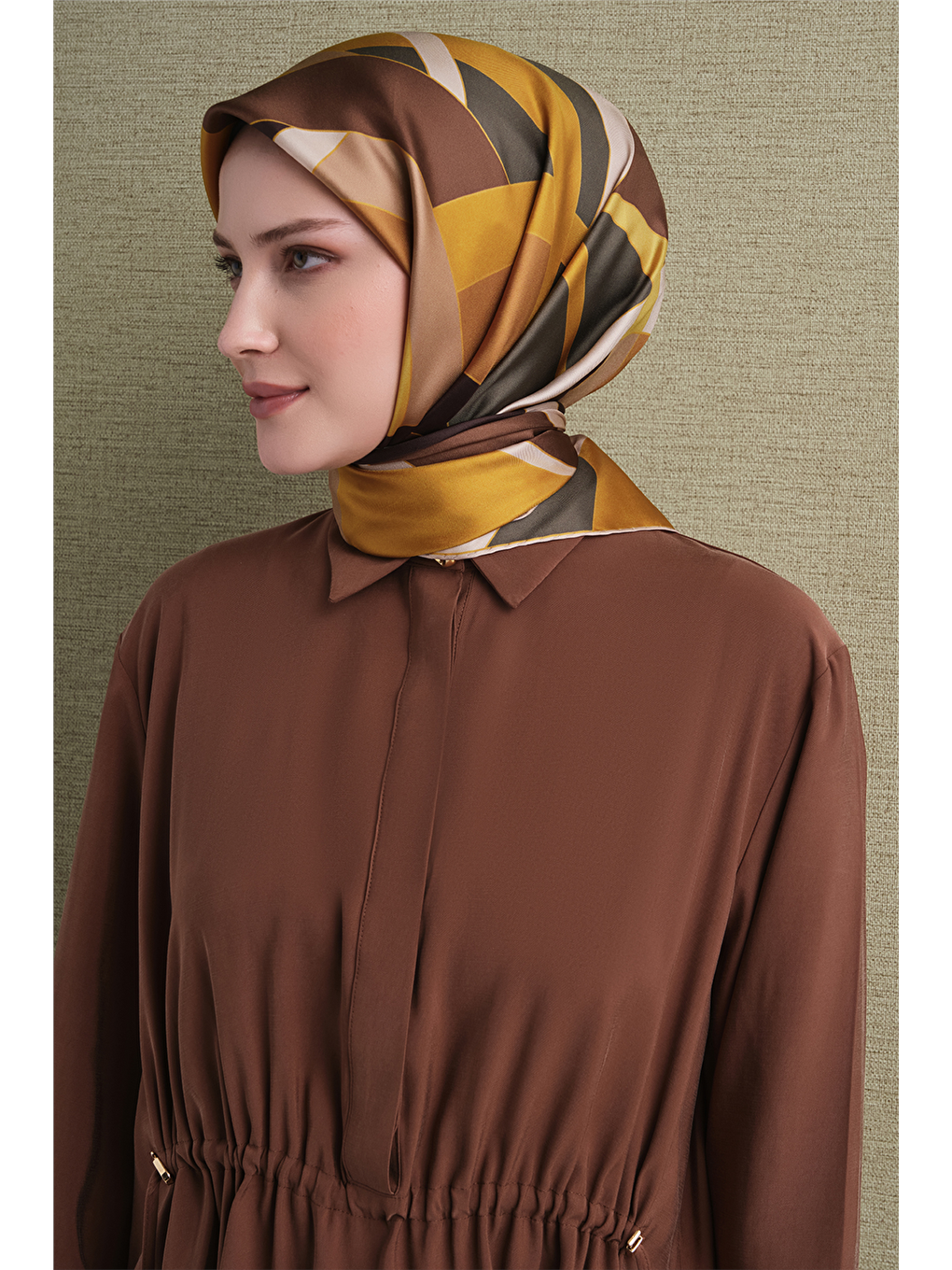 Sarı Saf İpek Twill Eşarp 9633d 35-2