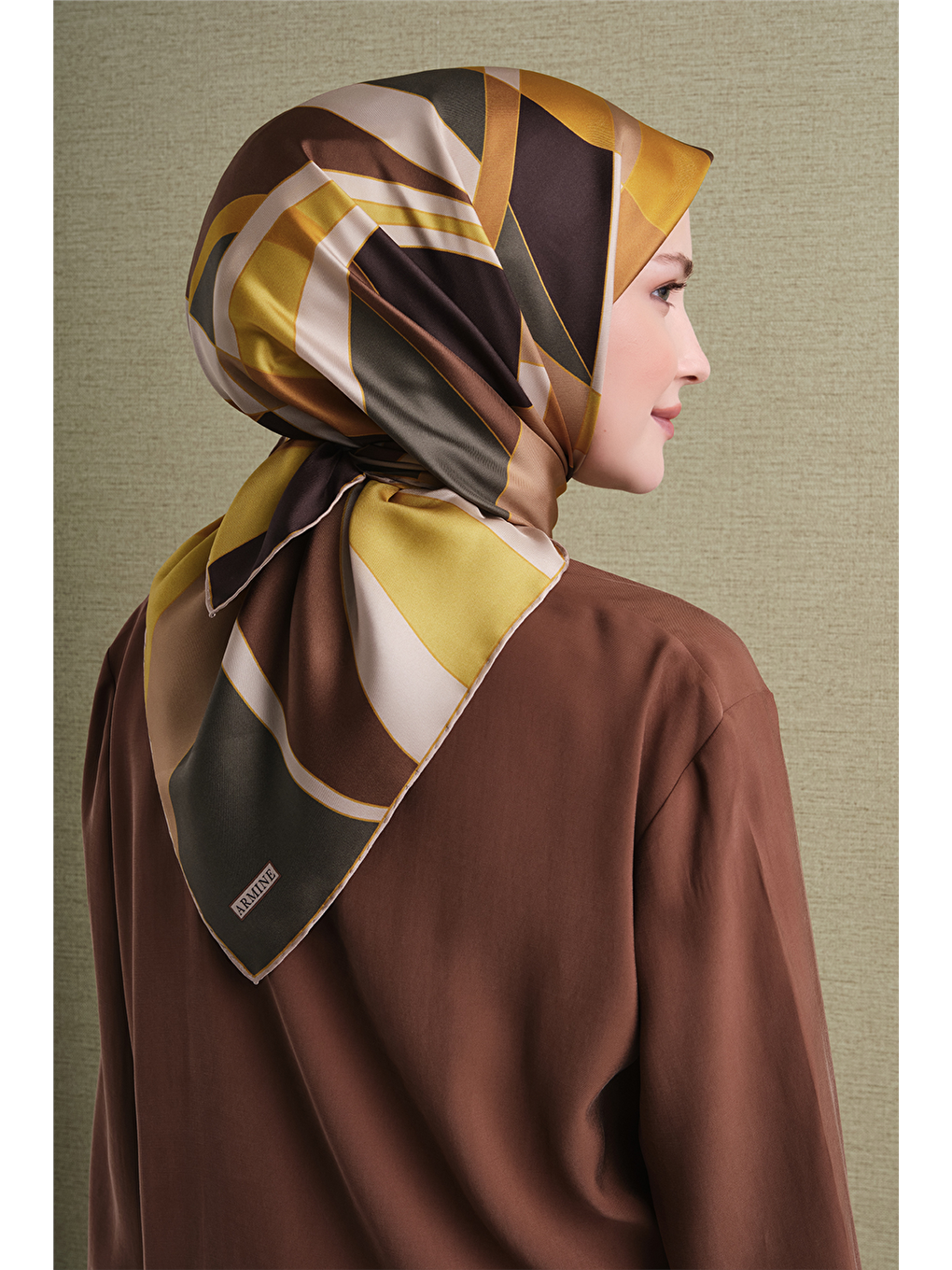 Sarı Saf İpek Twill Eşarp 9633d 35-3