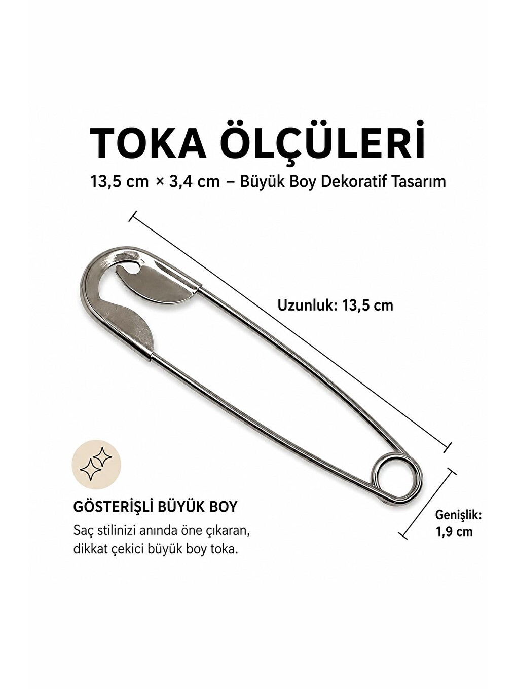 Gri Büyük Boy Çengelli İğne Saç Topuz Tokası-8
