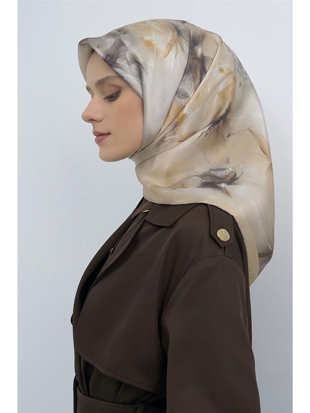 Bej Saf İpek Sura Eşarp 9515D 85-1