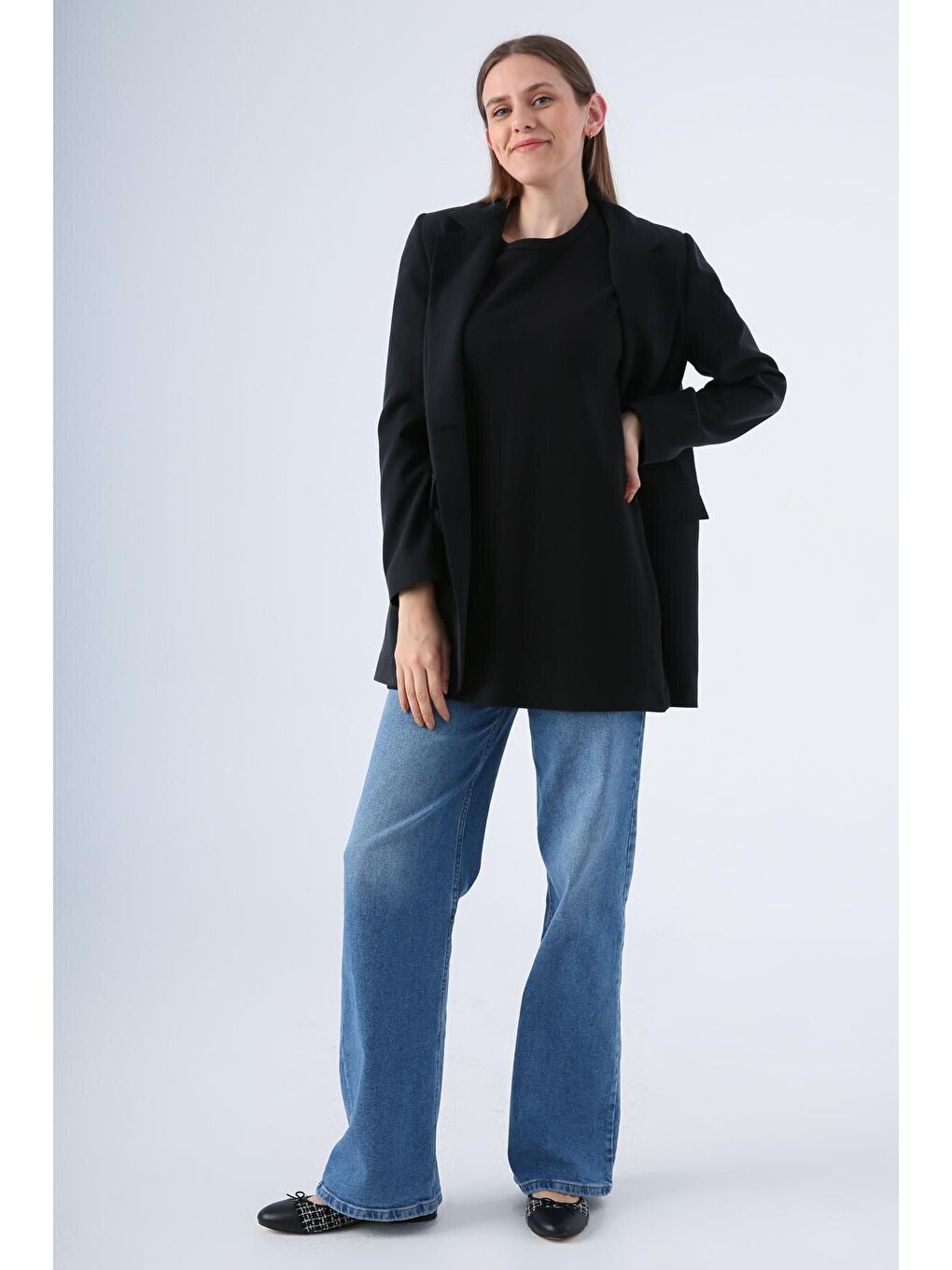 Siyah Pamuklu Fitilli Kolsuz Tişört-3