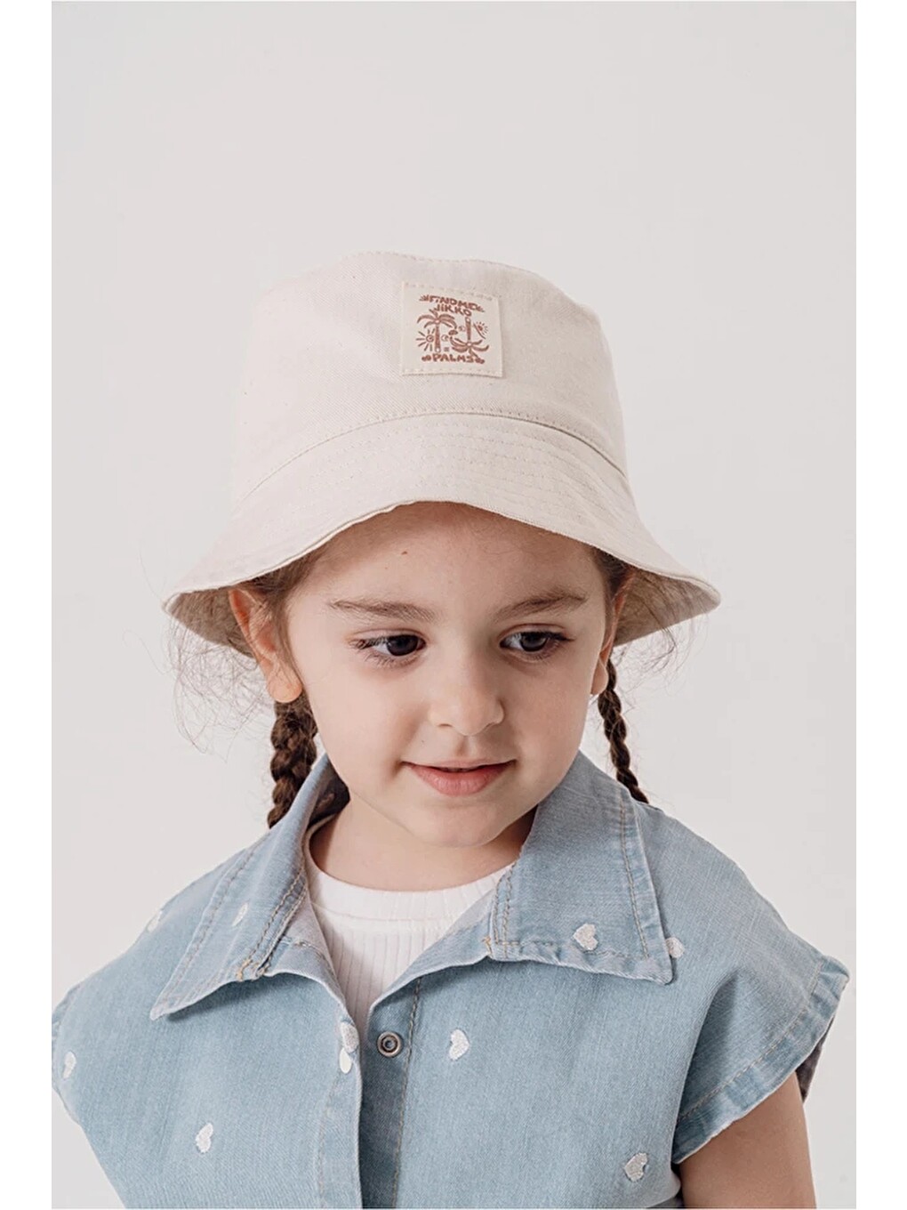 Bej Unisex Çocuk Gabardin Balıkçı Şapka 2001-3