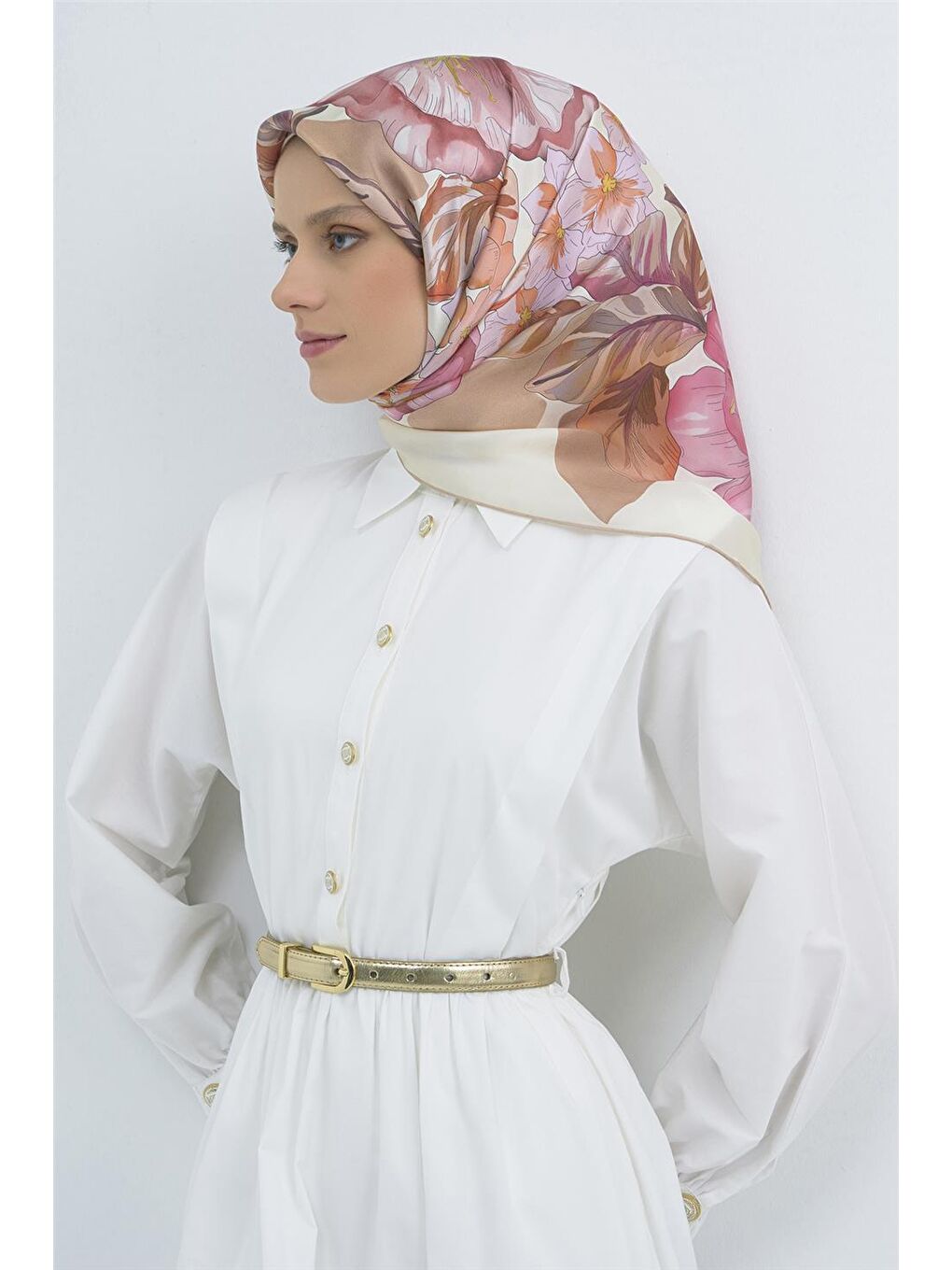 Pembe Saf İpek Sura Eşarp 9529D 31