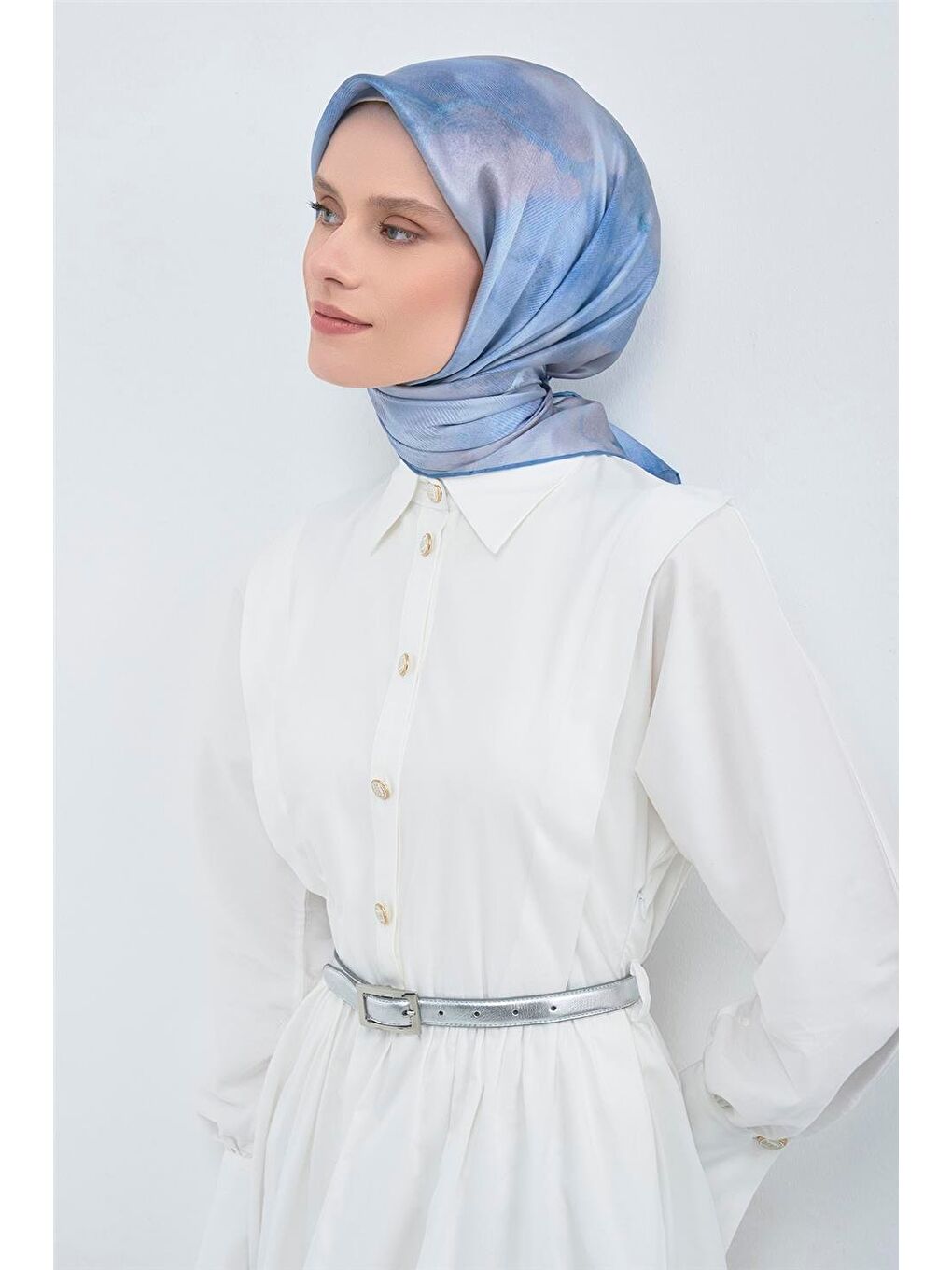 Mavi Saf İpek Sura Eşarp 9501D 04