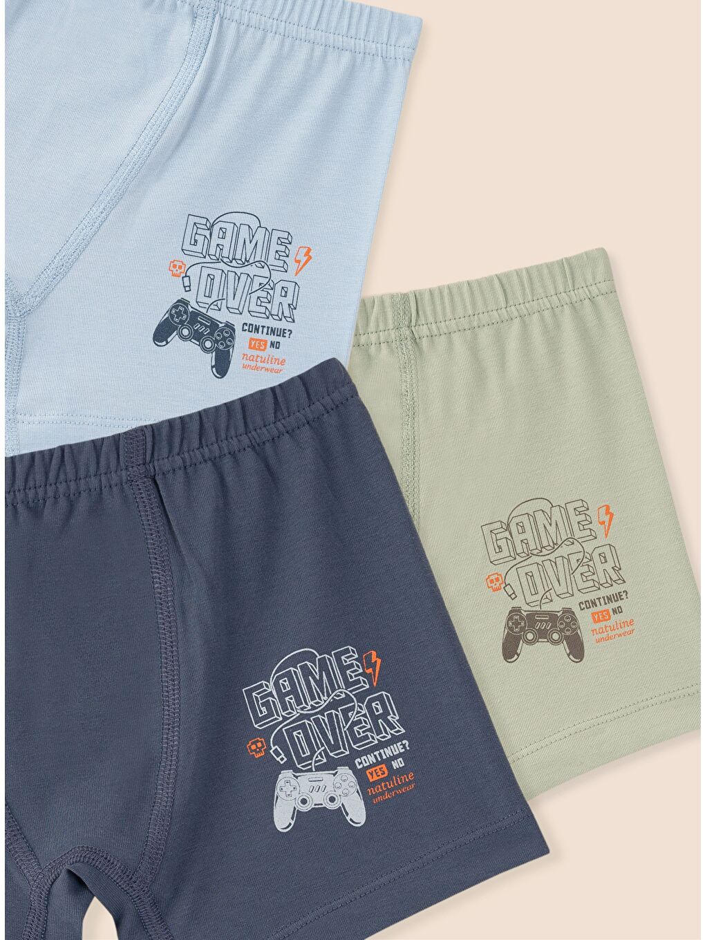 Yeşil Erkek Çocuk Organik Pamuklu Elastanlı Boxer Game Over 6 lı Paket-1