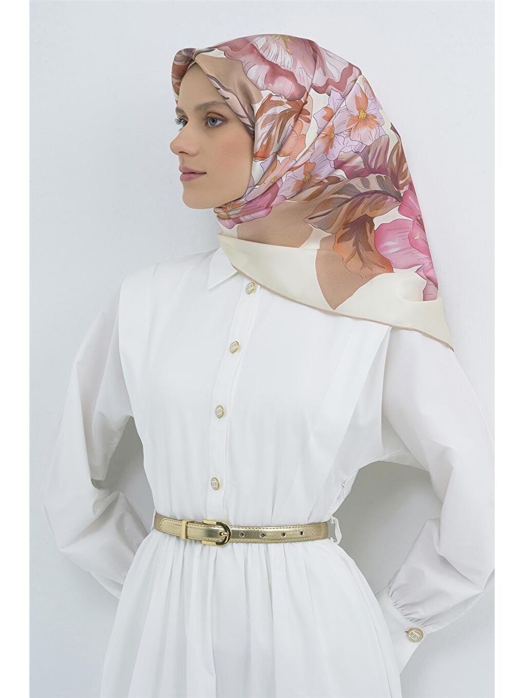 Pembe Saf İpek Sura Eşarp 9529D 31-1