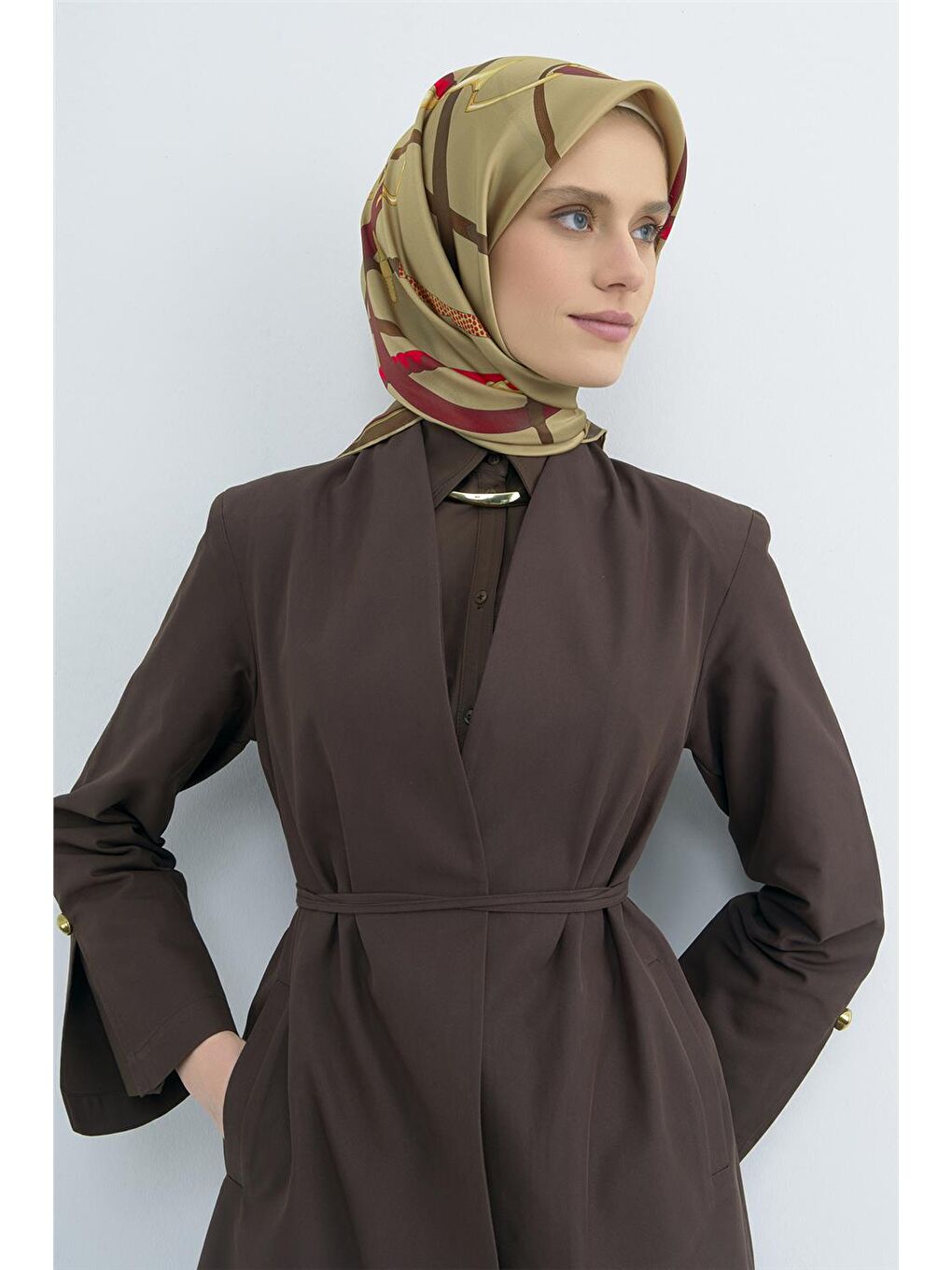 Yeşil Saf İpek Twill Eşarp 9517D 52-1