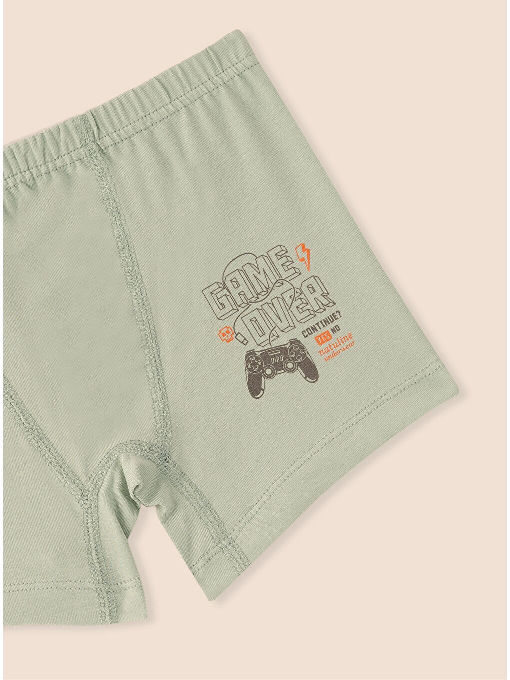 Yeşil Erkek Çocuk Organik Pamuklu Elastanlı Boxer Game Over 6 lı Paket-5