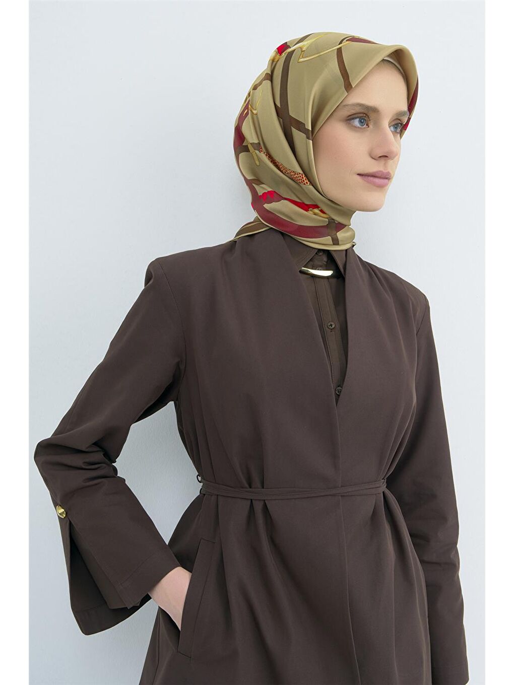 Yeşil Saf İpek Twill Eşarp 9517D 52-2