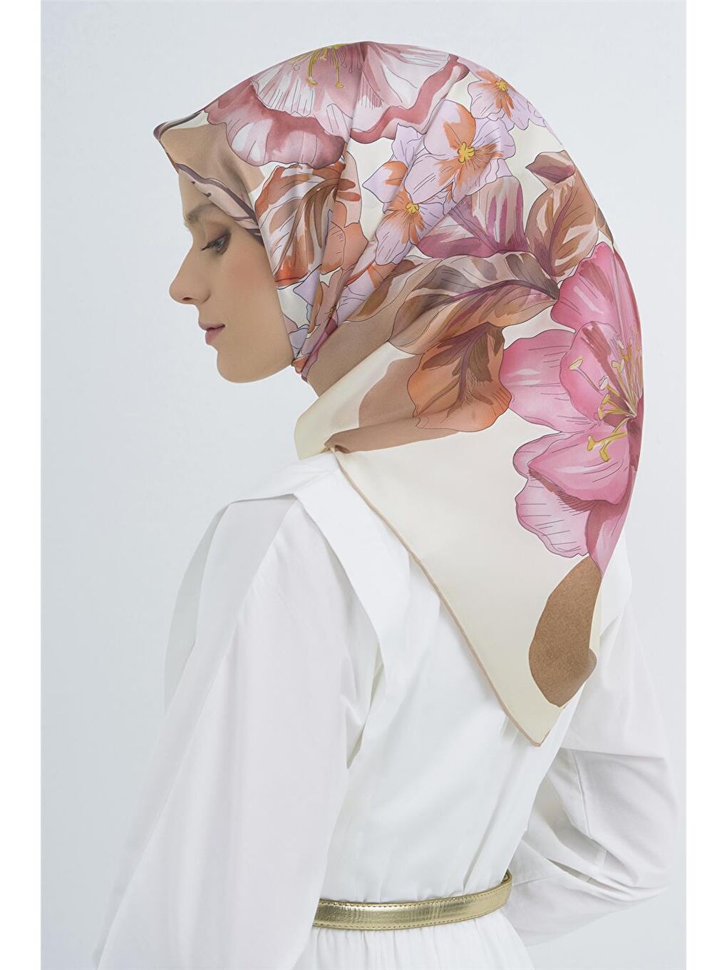 Pembe Saf İpek Sura Eşarp 9529D 31-3