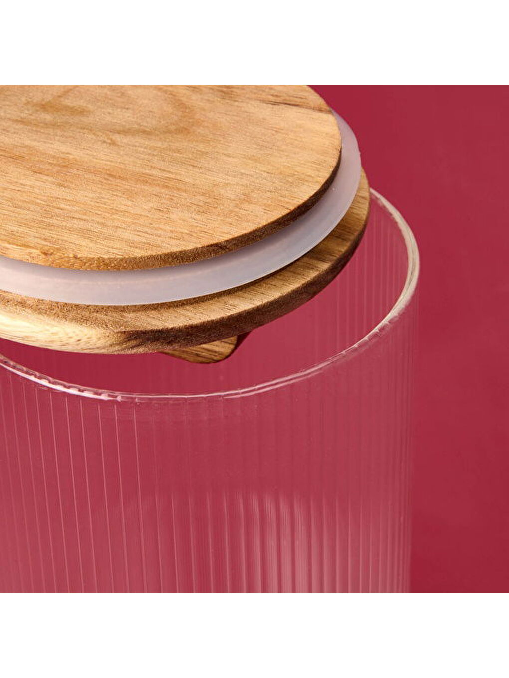 Akasya Kapaklı Cam Erzak Kabı - Kahverengi / Şeffaf - 1200 ml-1