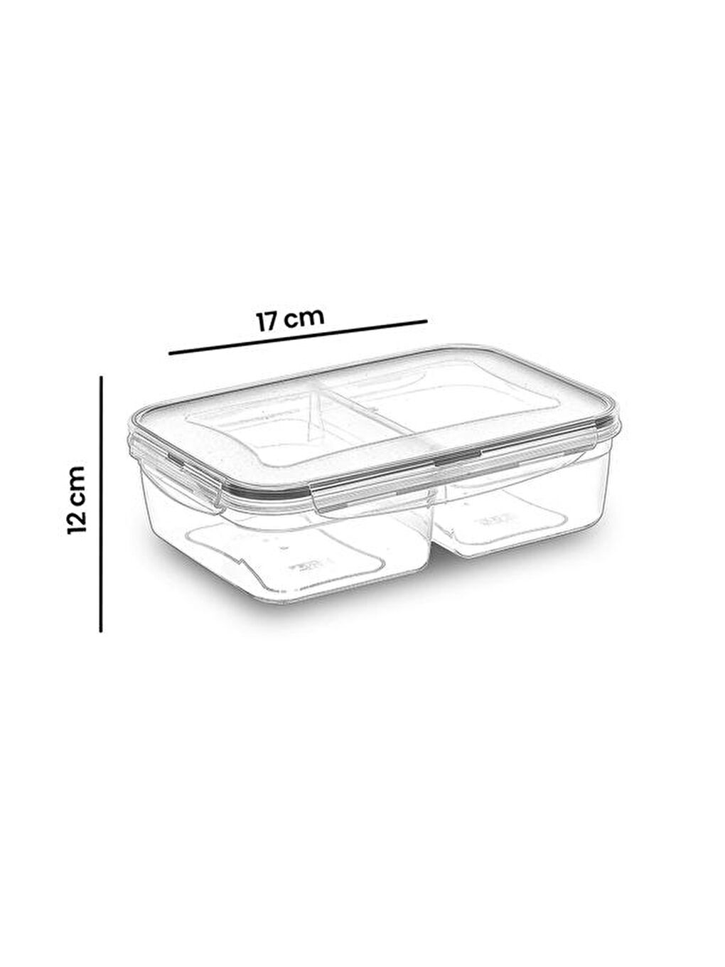 Renksiz Fresh Box Dikdörtgen 2 Bölmeli Saklama Kabı - 1000 ml-1