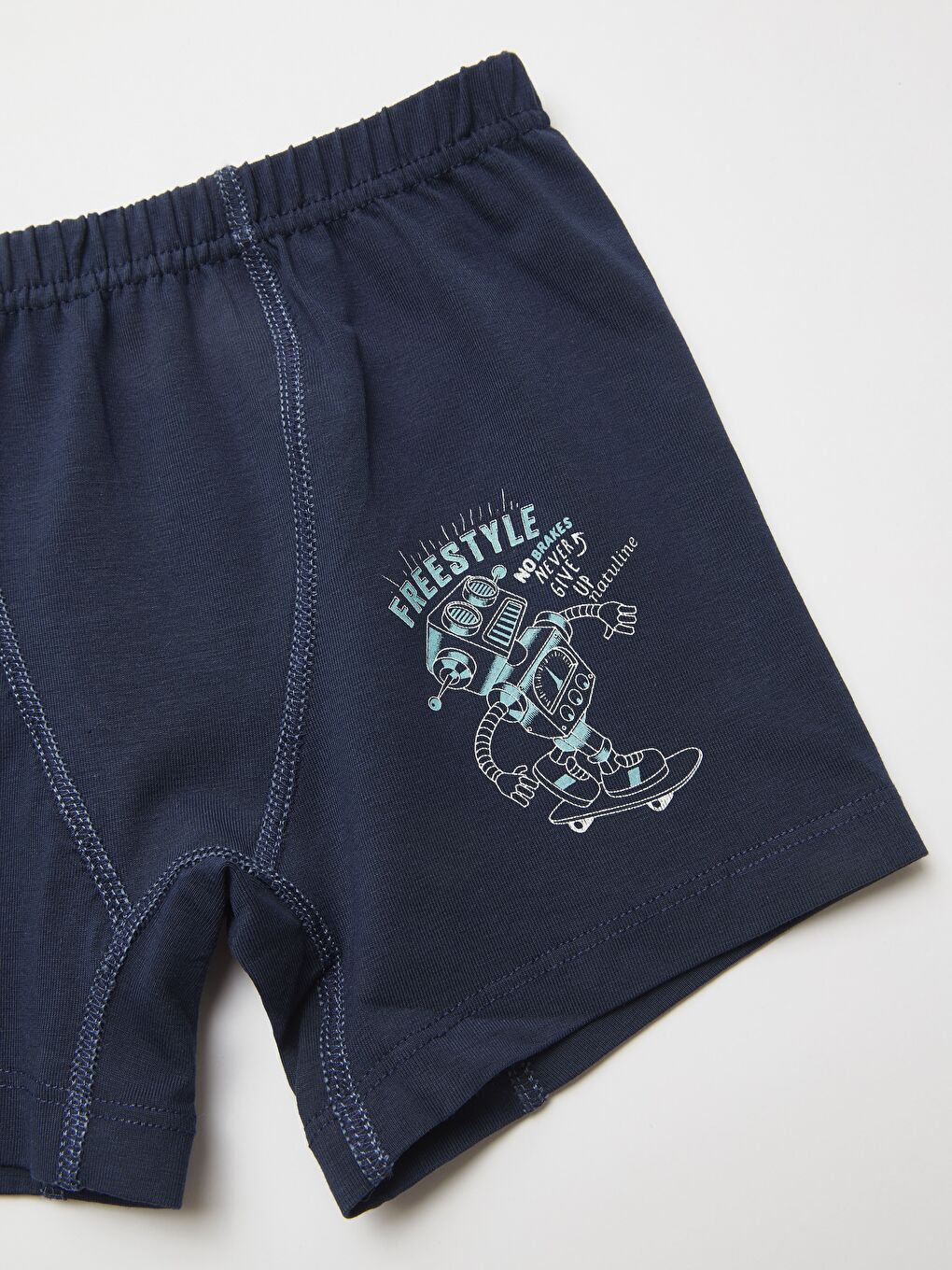 Yeşil Erkek Çocuk Organik Pamuklu Elastanlı Boxer Freestyle Robot 4 lü Paket-3