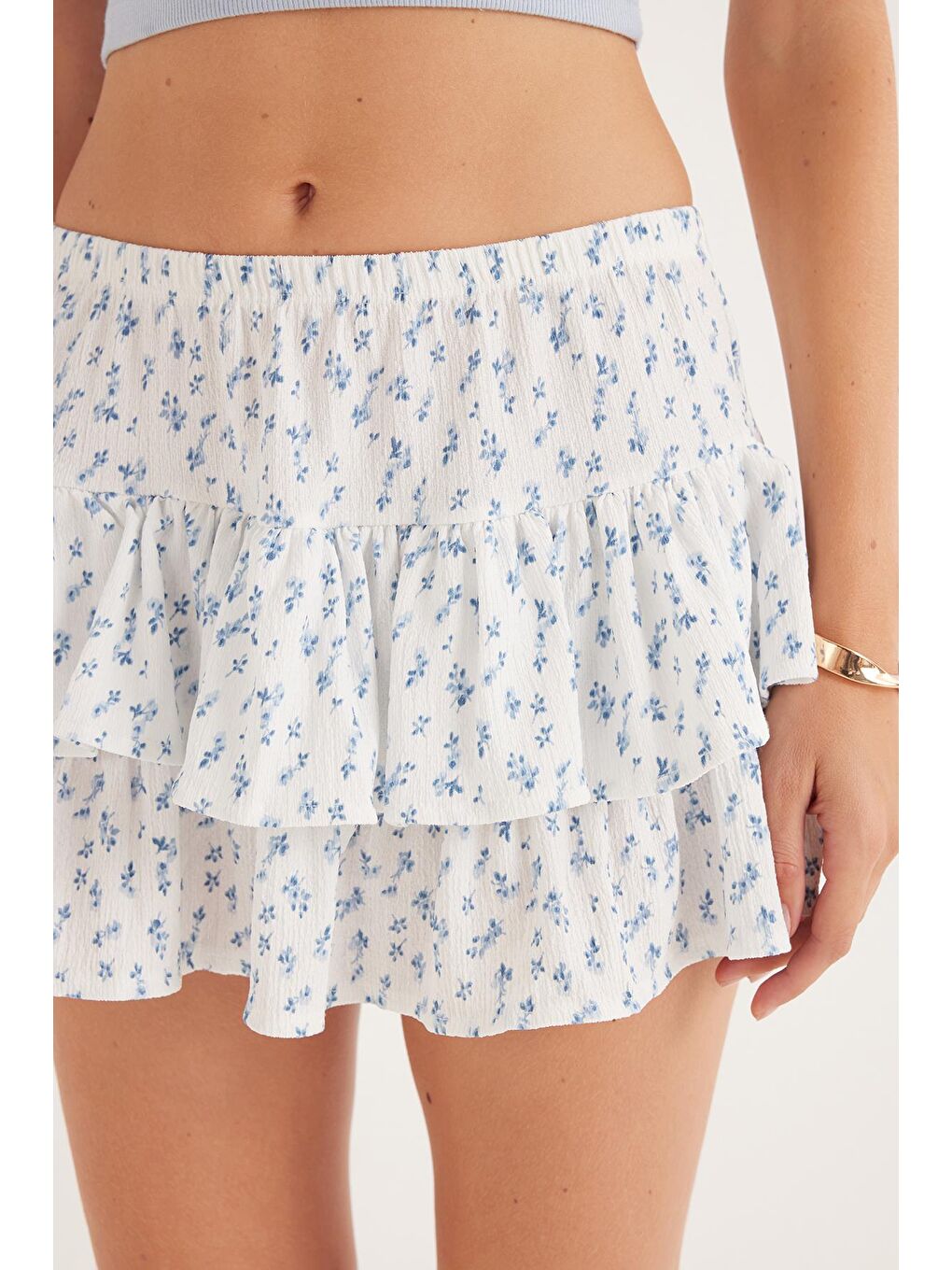 Karışık Kadın Slim Fit Dar Kesim Piliseli Baskılı Mini Etek-2