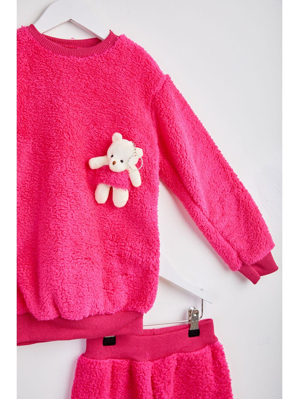 Erkek Çocuk Fuşya Peluş Takım - 24223-1