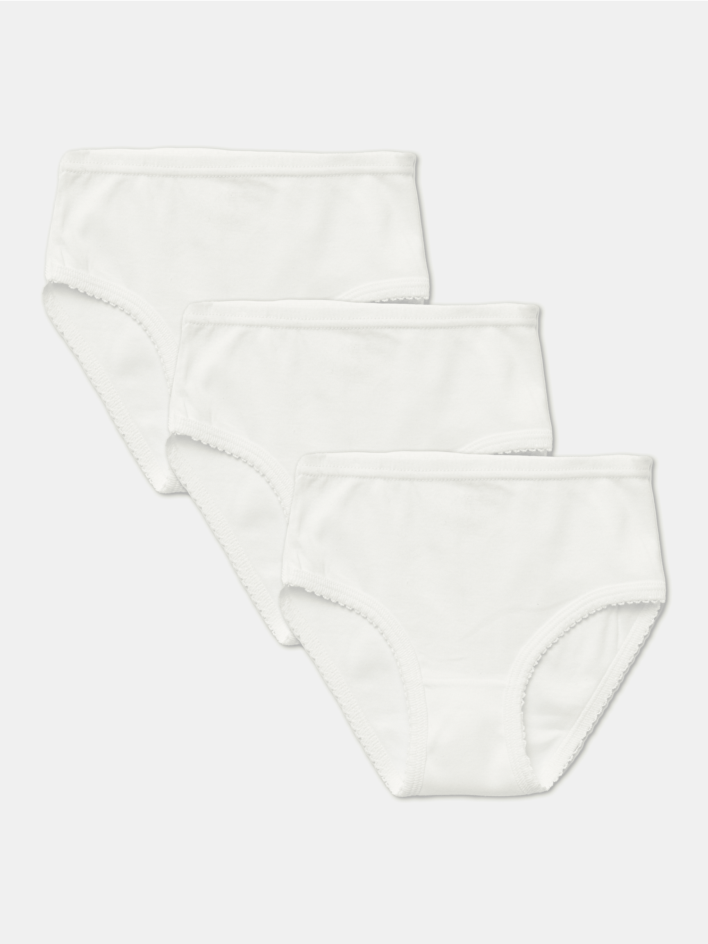 Beyaz Kız Çocuk Organik Pamuklu Ribana Kroşatalı Külot 6'lı Paket-3